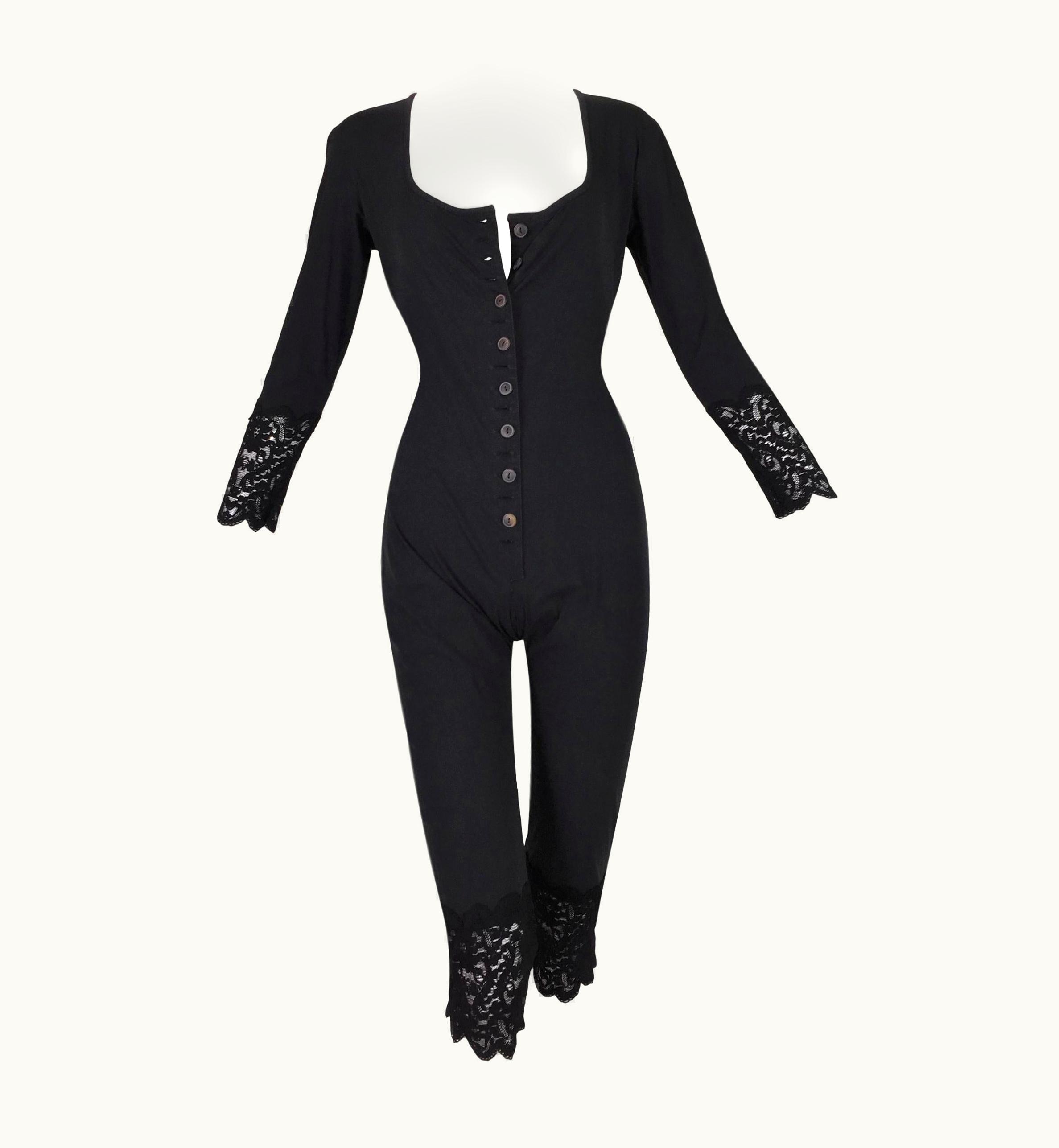 Jean-Paul Gaultier C. 1992 Jean Paul Gaultier Button Down Pin-Up 1940' Style Jumpsuit Catsuit
