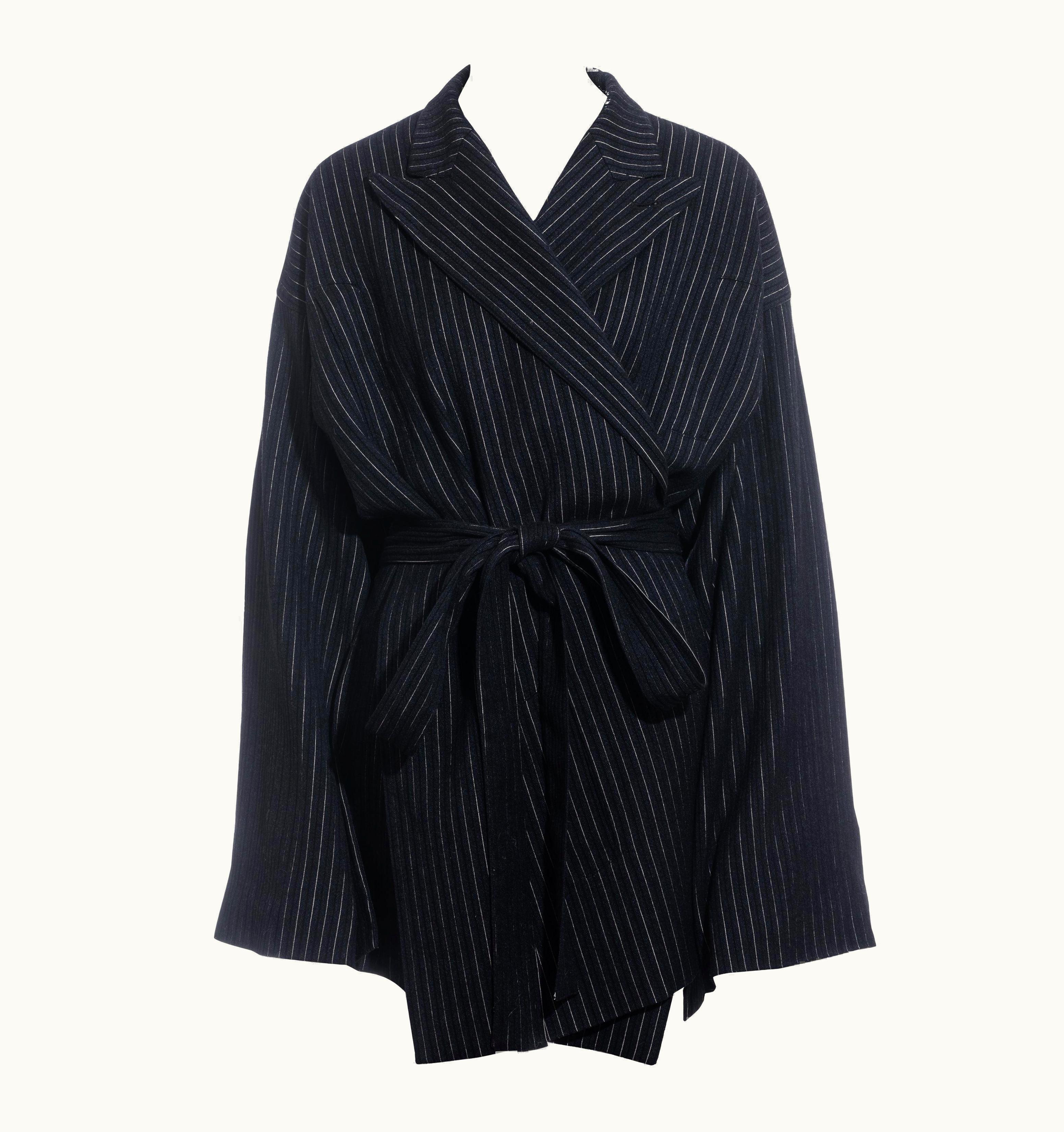Jean-Paul Gaultier Jean Paul Gaultier Pinstripe Wool Blazer Wrap Jacket, AW 1994