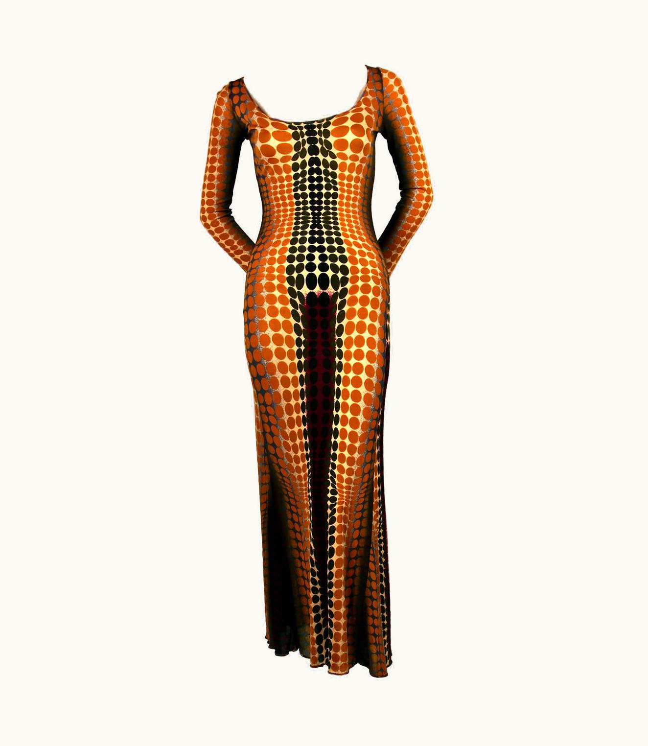 Jean-Paul Gaultier Rare Jean Paul Gaultier Op-art Cyber Print Dress  1995