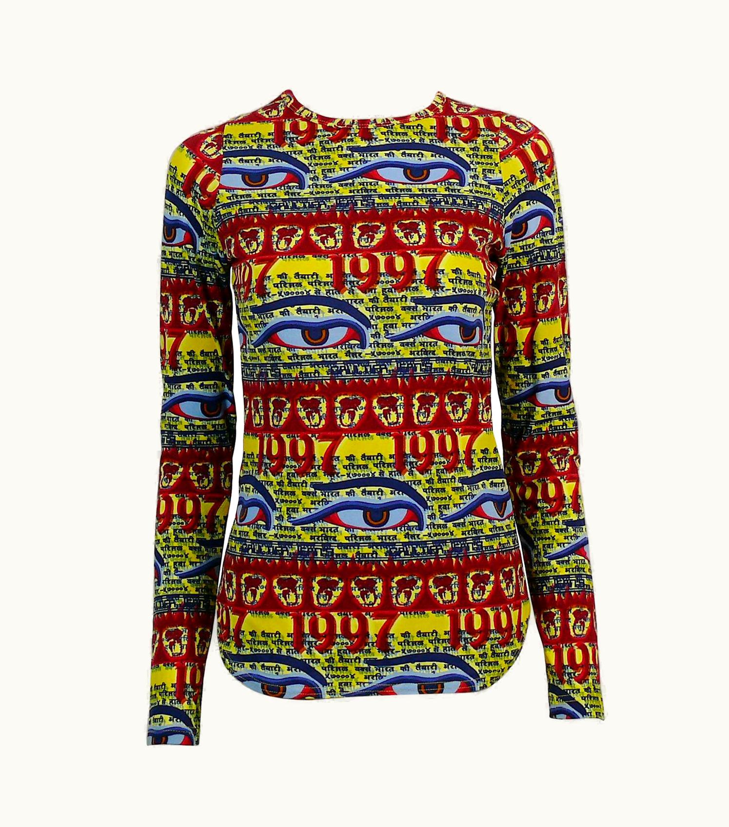 Jean-Paul Gaultier Jean Paul Gaultier Vintage Buddha Eyes Tibetan Print Top 1997