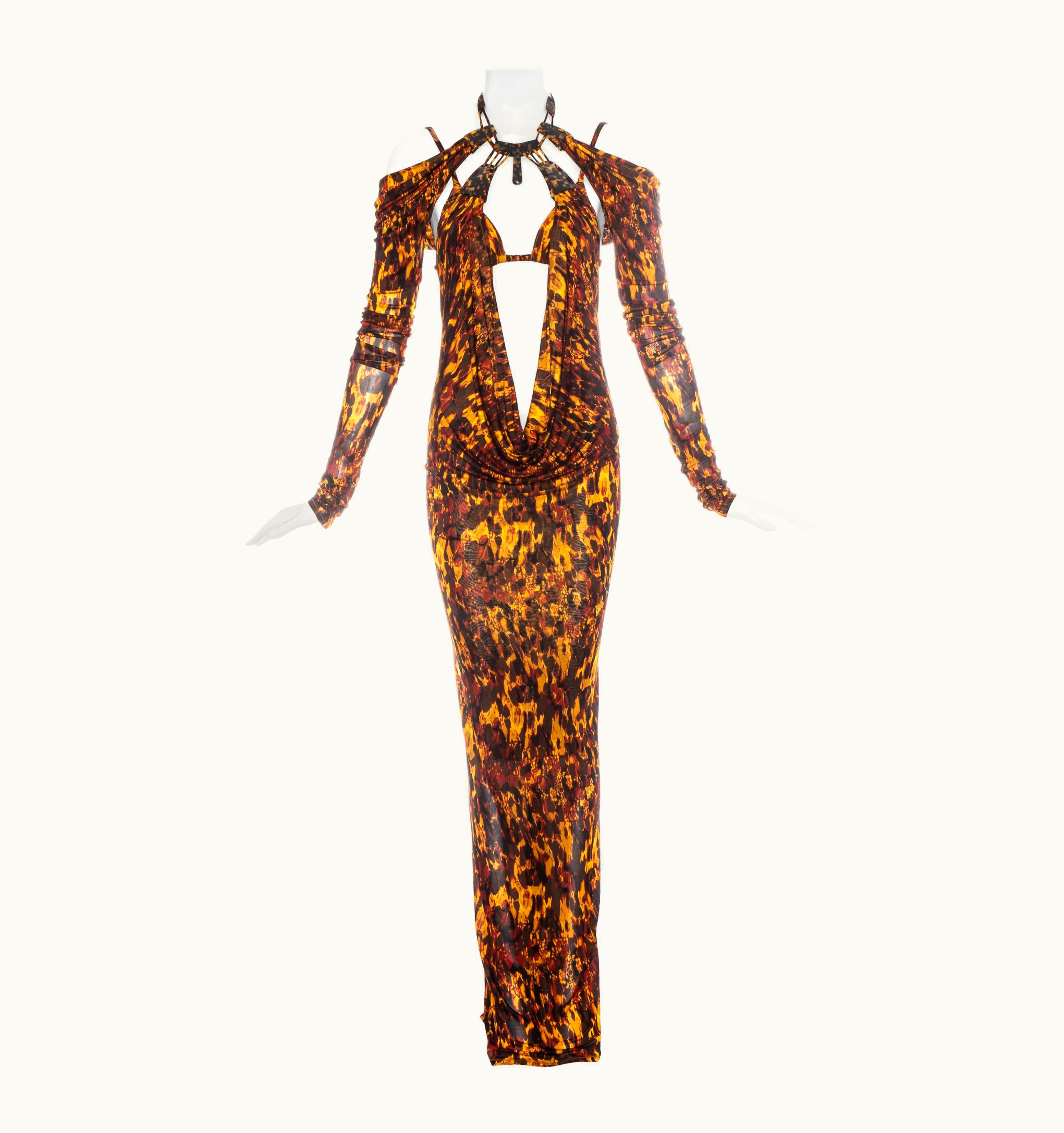 Jean-Paul Gaultier Jean Paul Gaultier Tortoise Shell Print Evening Dress And Bra, S/S 1997