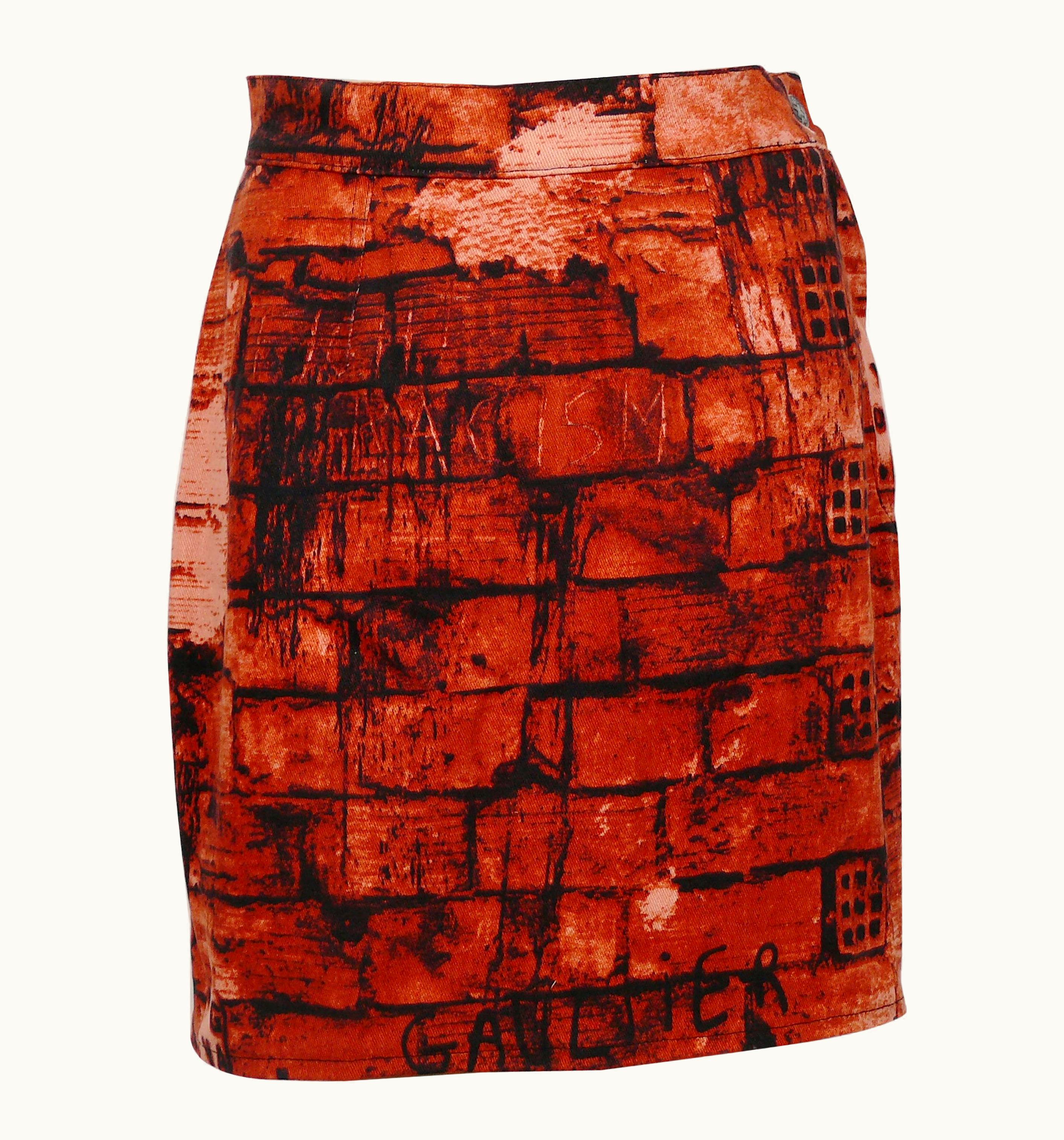 Jean-Paul Gaultier Jean Paul Gaultier Vintage Fall/Winter 1997 Brick Wall Fight Racism Mini Skirt