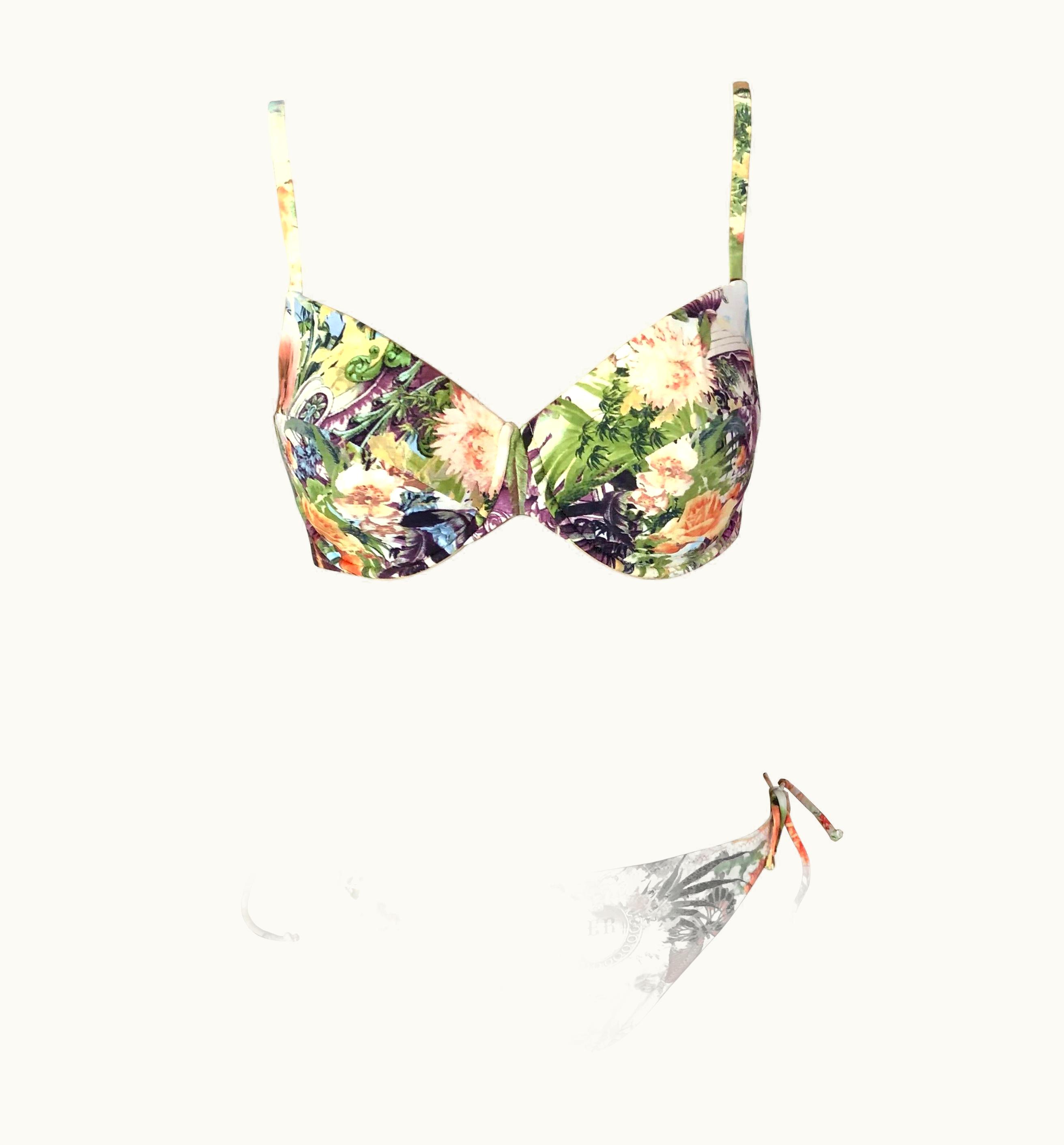 Jean-Paul Gaultier Jean Paul Gaultier Soleil S/S 1999 Flamingo Tropical Bikini Swimsuit 2 Piece Set UZ0597005