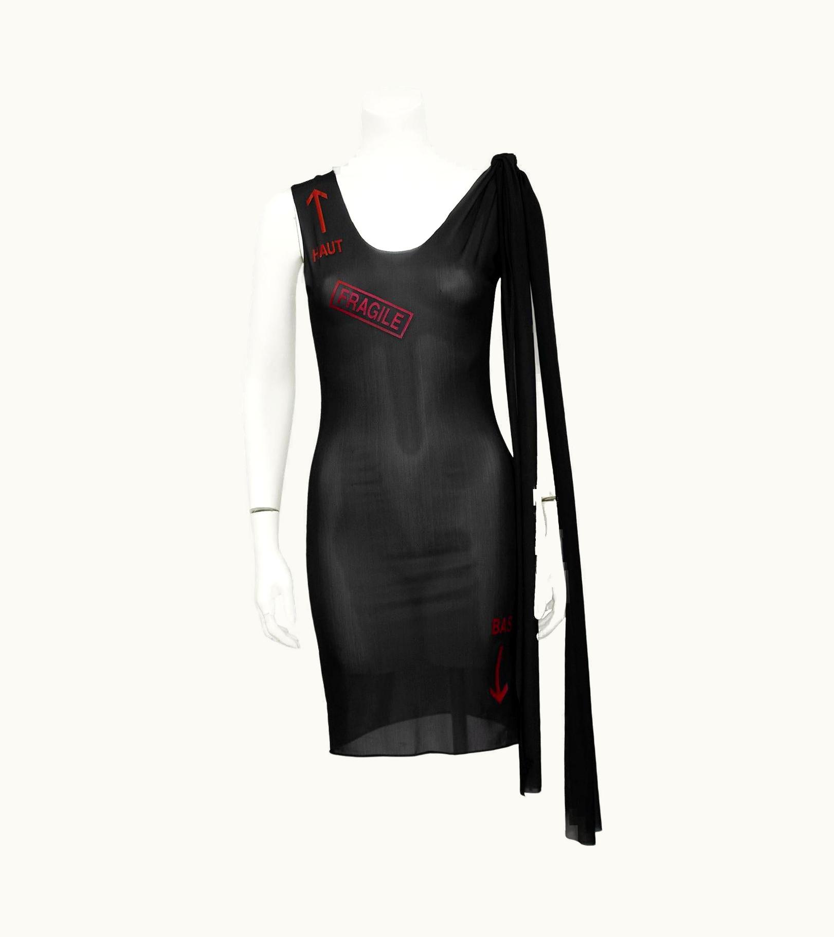 Jean-Paul Gaultier 1999 Jean Paul Gaultier Femme Sheer Black Fragile Dress