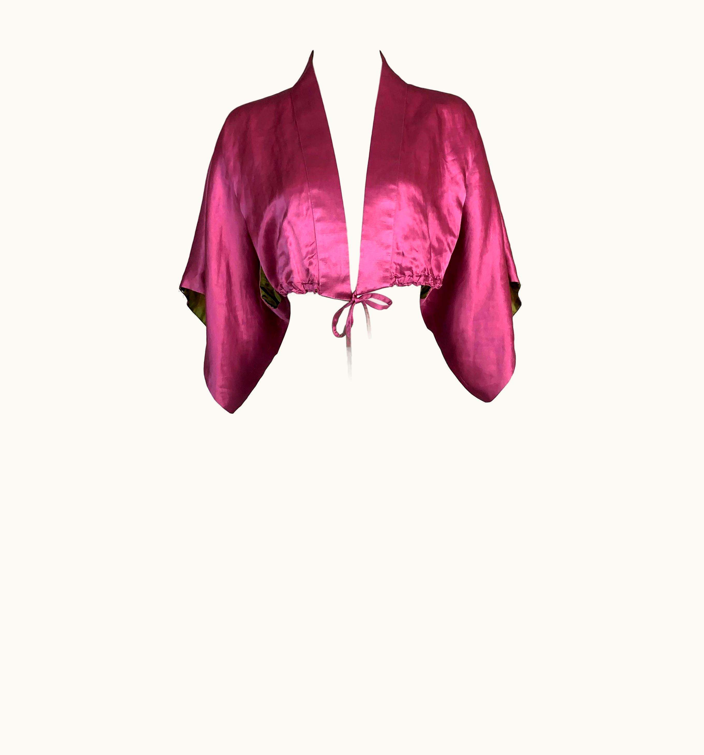 Jean-Paul Gaultier S/S 1999 Jean Paul Gaultier Pink Kimono Crop Top