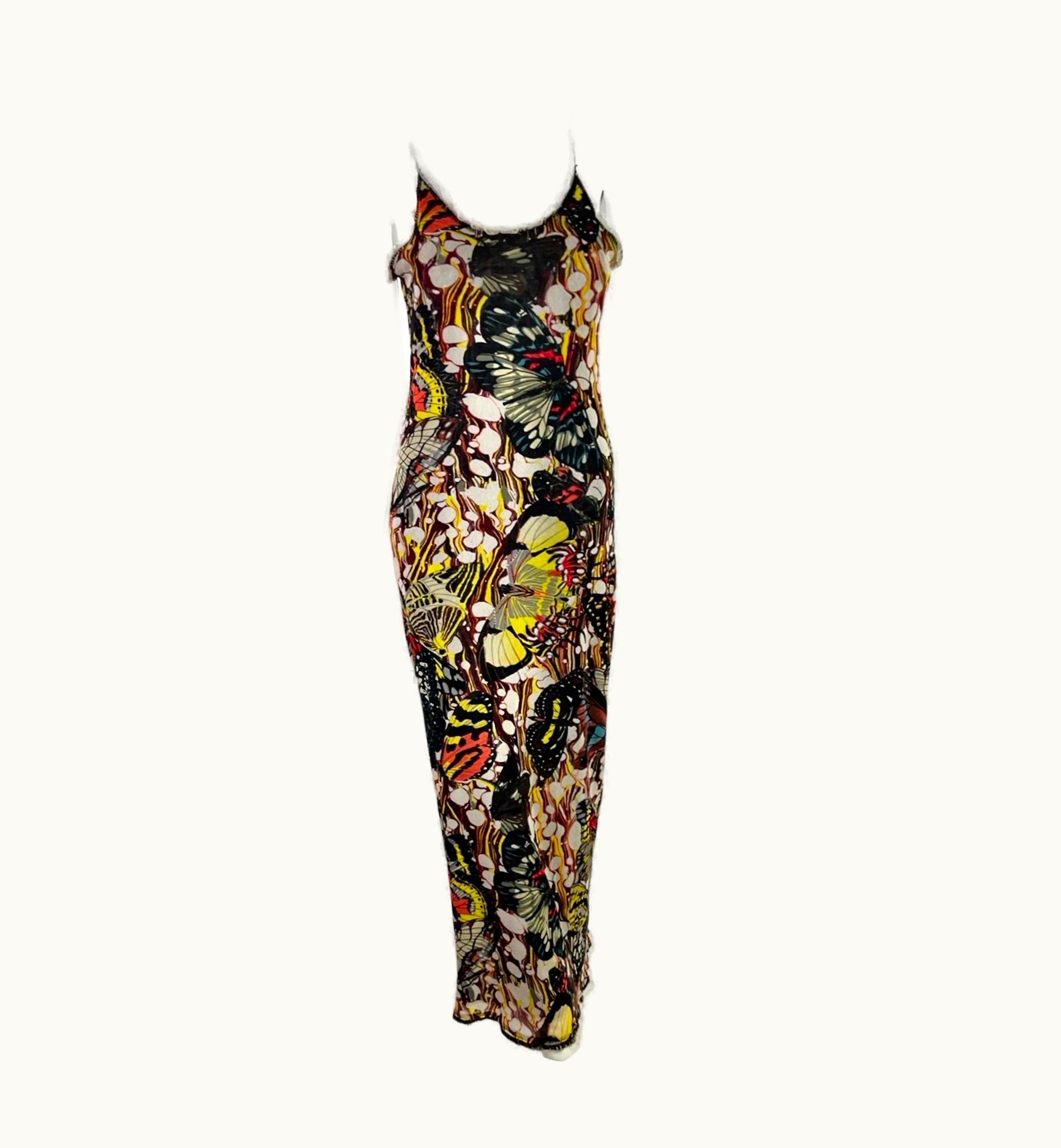 Jean-Paul Gaultier Jean-Paul Gaultier Spring 2003 Butterfly Print Maxi Mesh Dress