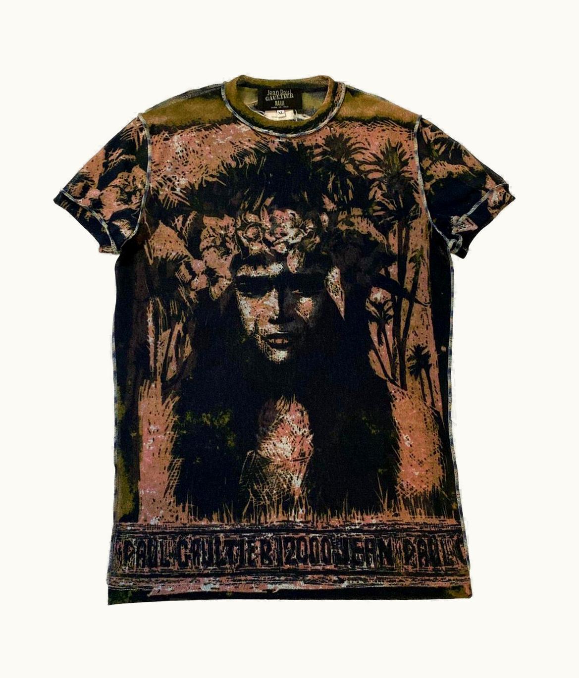 Jean-Paul Gaultier Jean Paul Gaultier S/S 2000 Polynesian Print Mesh T-Shirt