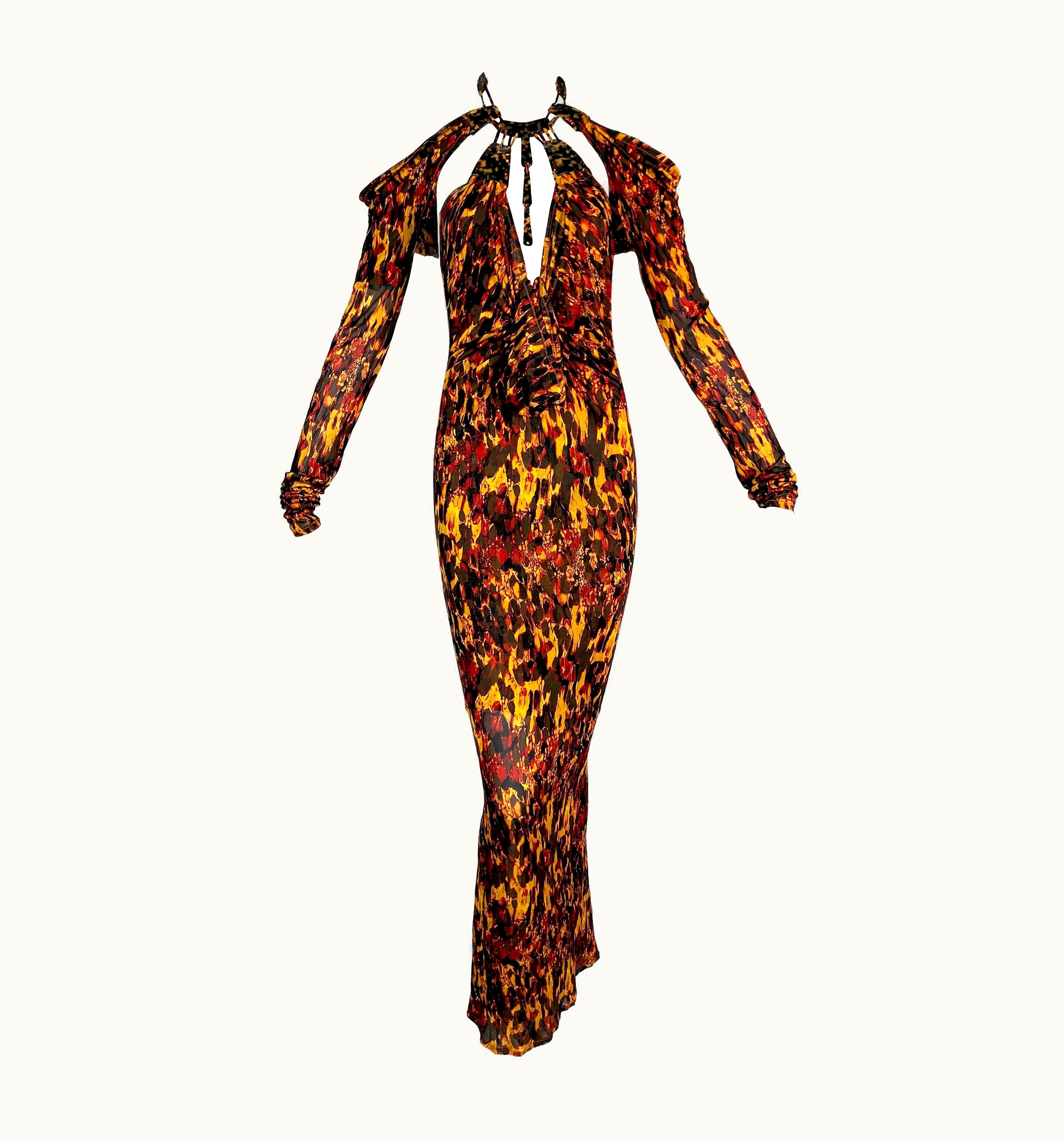 Jean-Paul Gaultier 2000' Jean Paul Gaultier Cut-Out Necklace Print Long Dress