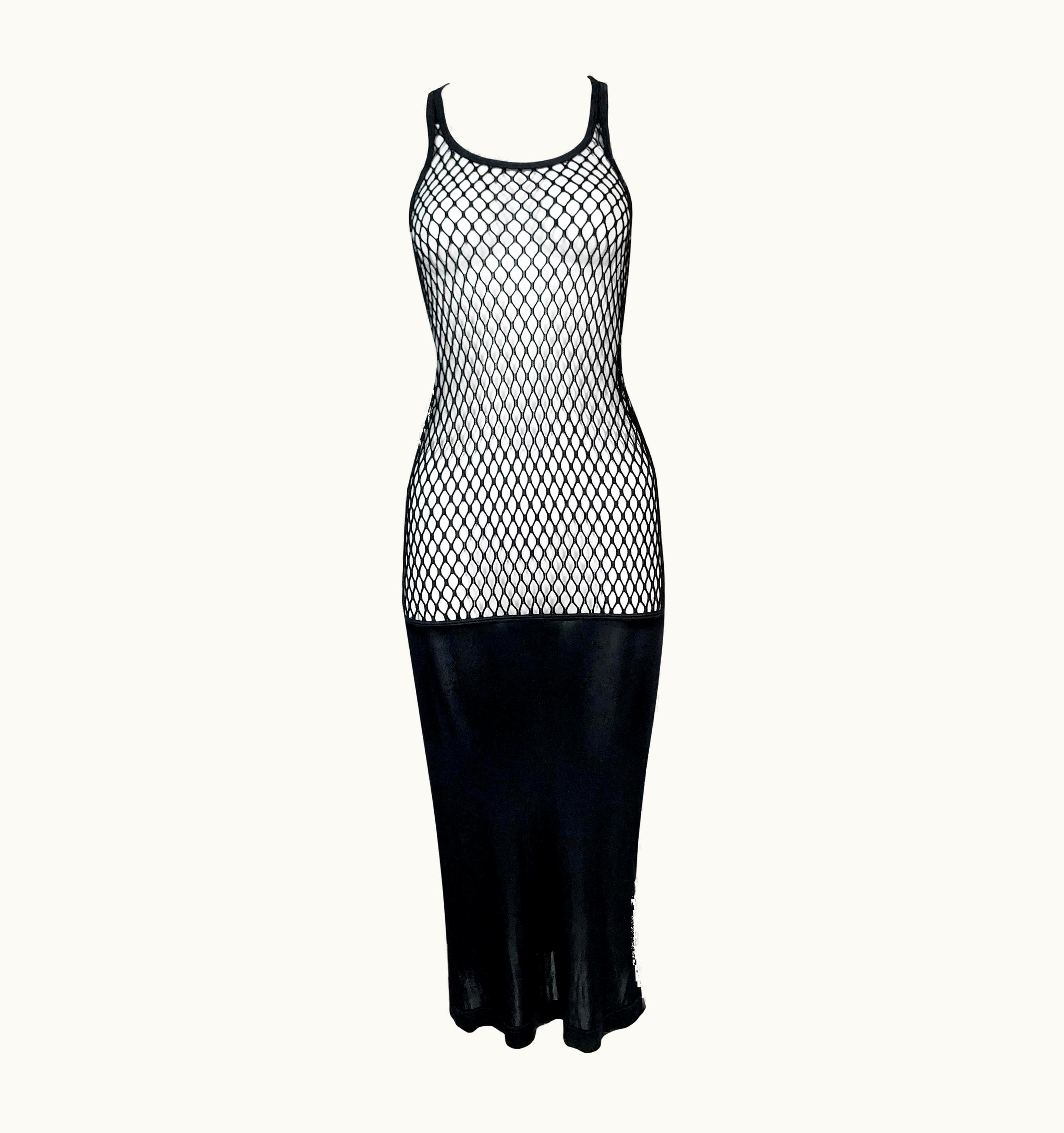 Jean-Paul Gaultier S/S 2001 Jean Paul Gaultier Sheer Black Fishnet Bodycon Dress