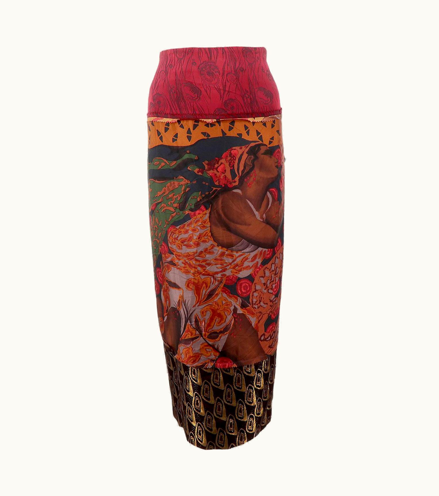 Jean-Paul Gaultier Jean Paul Gaultier S/S-2002 Silk And Rayon Print Skirt