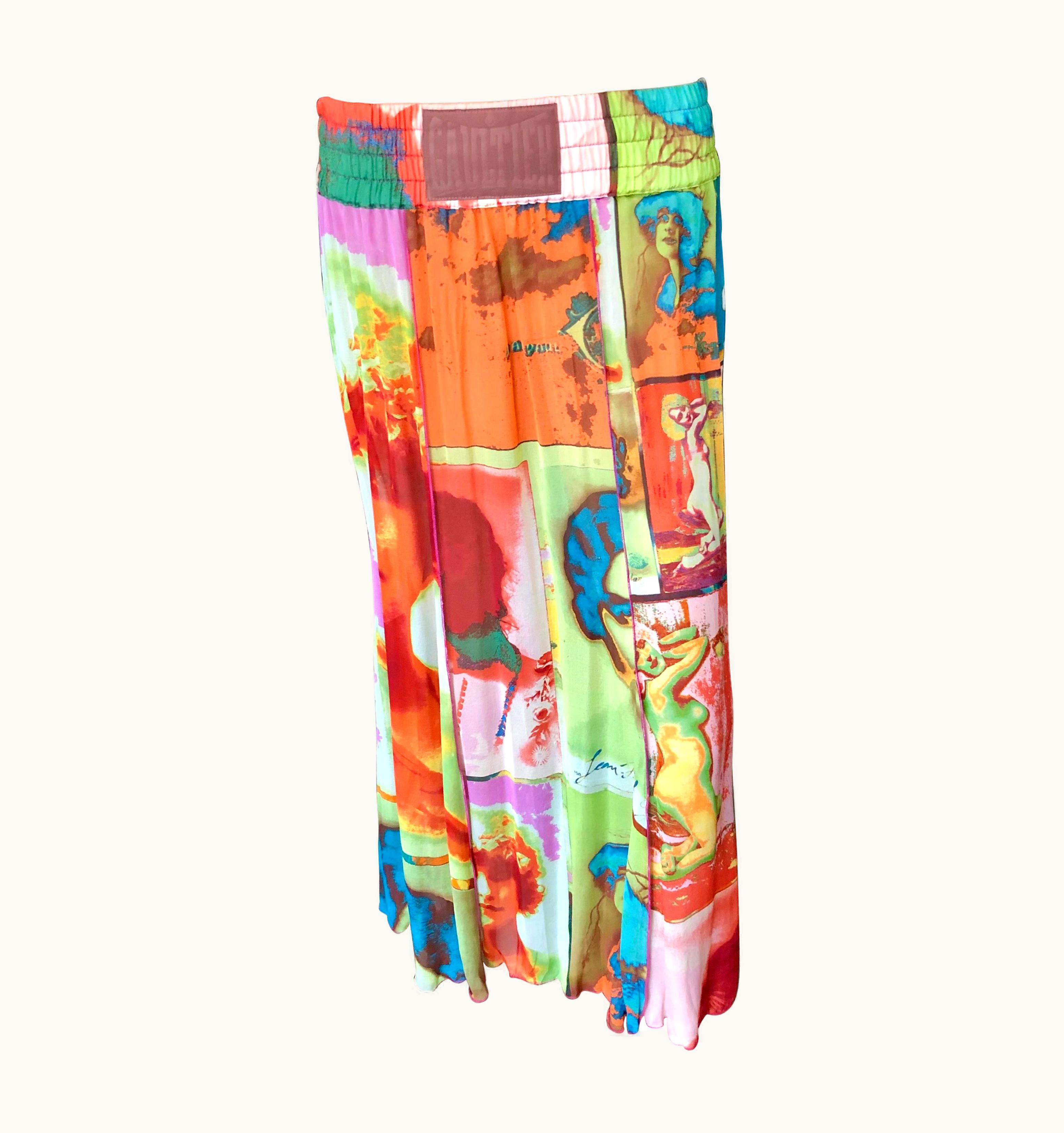 Jean-Paul Gaultier Jean Paul Gaultier S/S 2002 Vintage Portrait Face Print Maxi Skirt