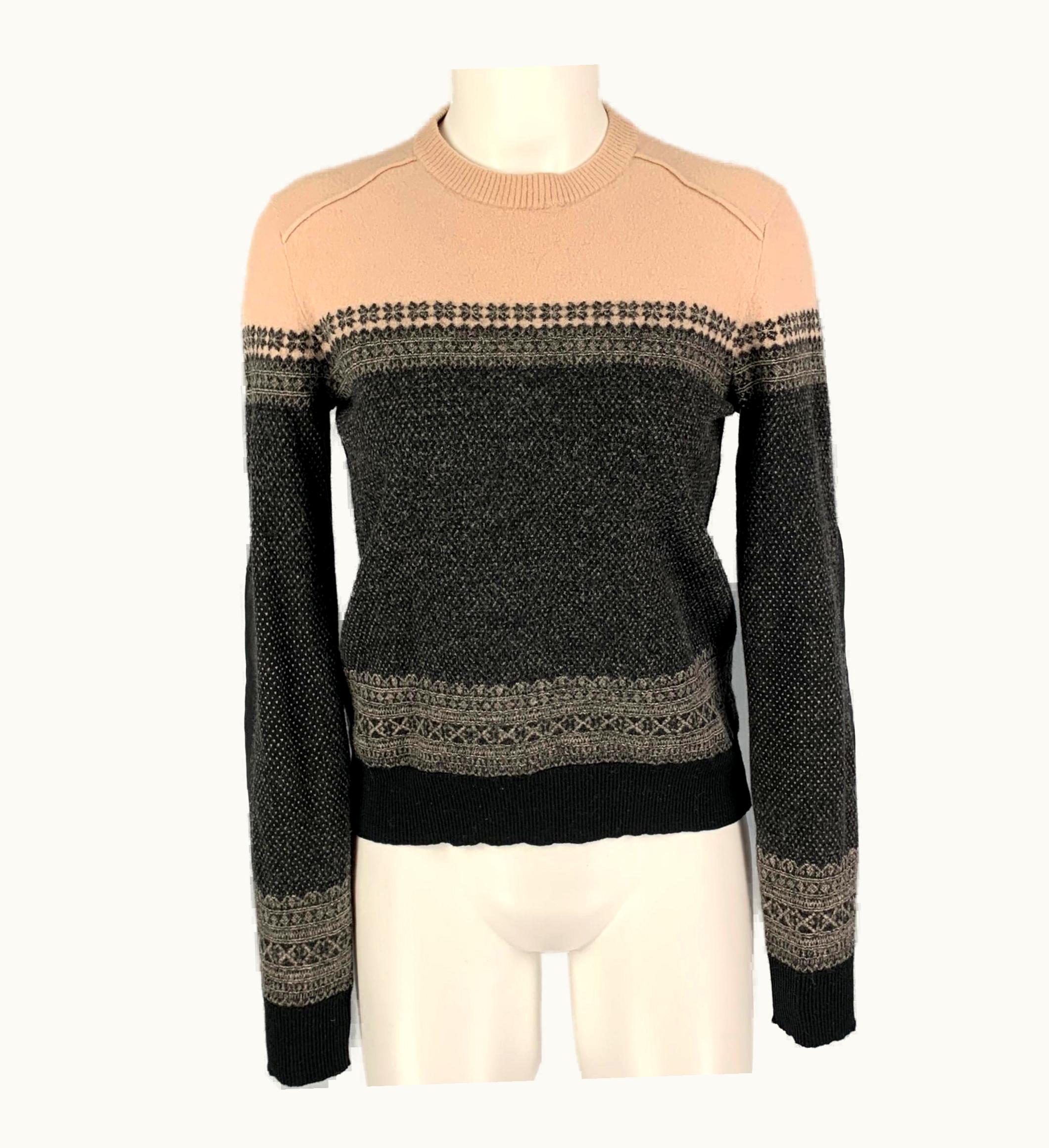 Jean-Paul Gaultier Gaultier2 Black Khaki Wool Fair Isle Crew-Neck Pullover