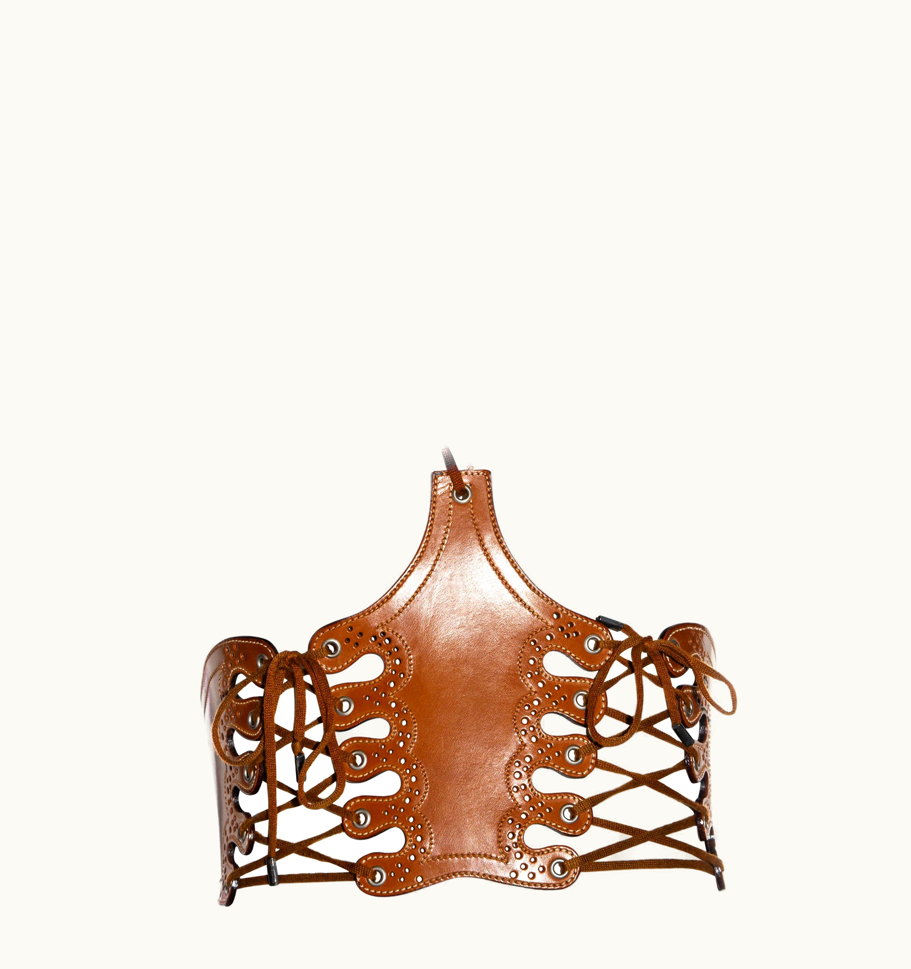 Jean-Paul Gaultier Jean Paul Gaultier Tan Leather Lace-up Halter Corset, S/S 2004