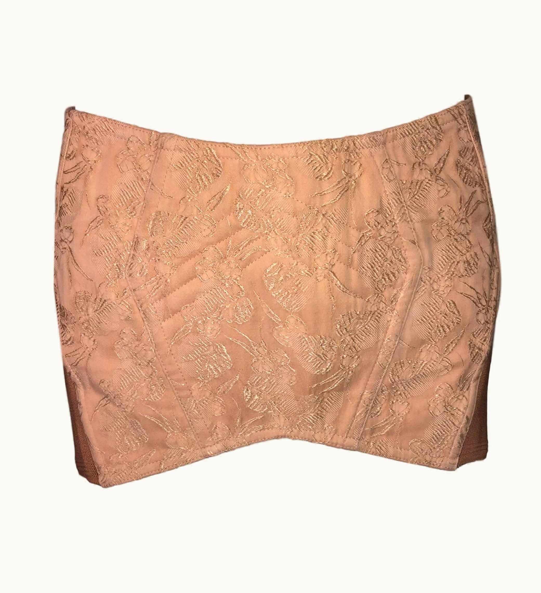Jean-Paul Gaultier S/S 2004 Jean Paul Gaultier Runway Nude Corset Micro Mini Bandage Skirt