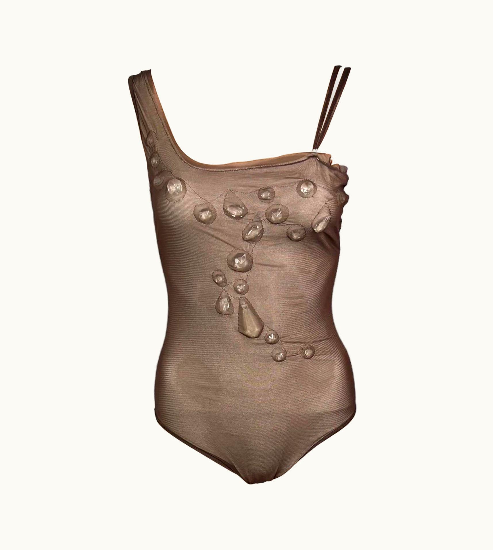 Jean-Paul Gaultier Jean Paul Gaultier Soleil AW 2006 Unworn Crystal Embellished Bodysuit Swimsuit