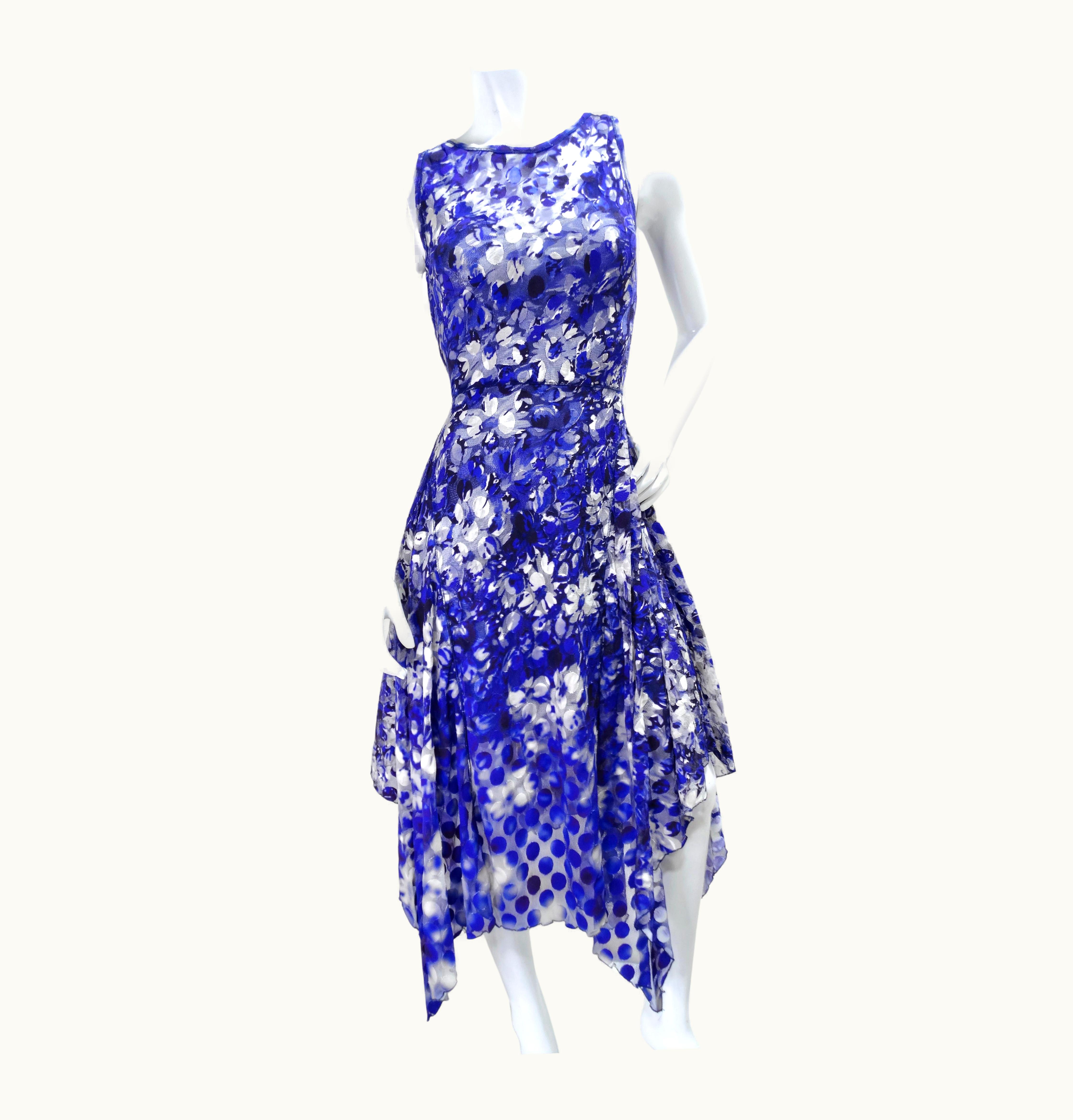 Jean-Paul Gaultier Jean Paul Gaultier Soleil Blue Floral Polka Dot Dress