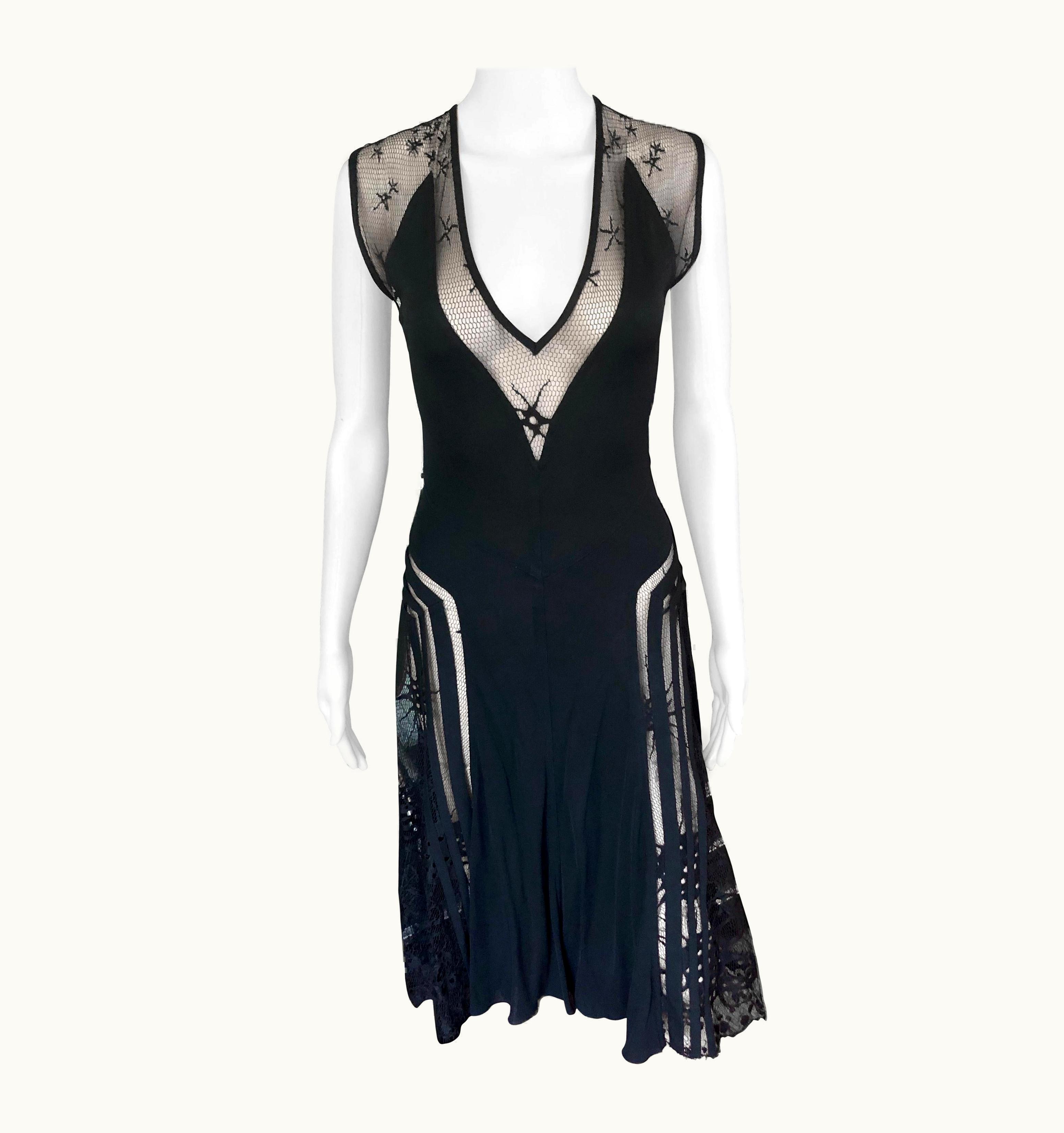 Jean-Paul Gaultier Jean Paul Gaultier S/S 2007 Runway Cutout Sheer Lace Panels Black Dress