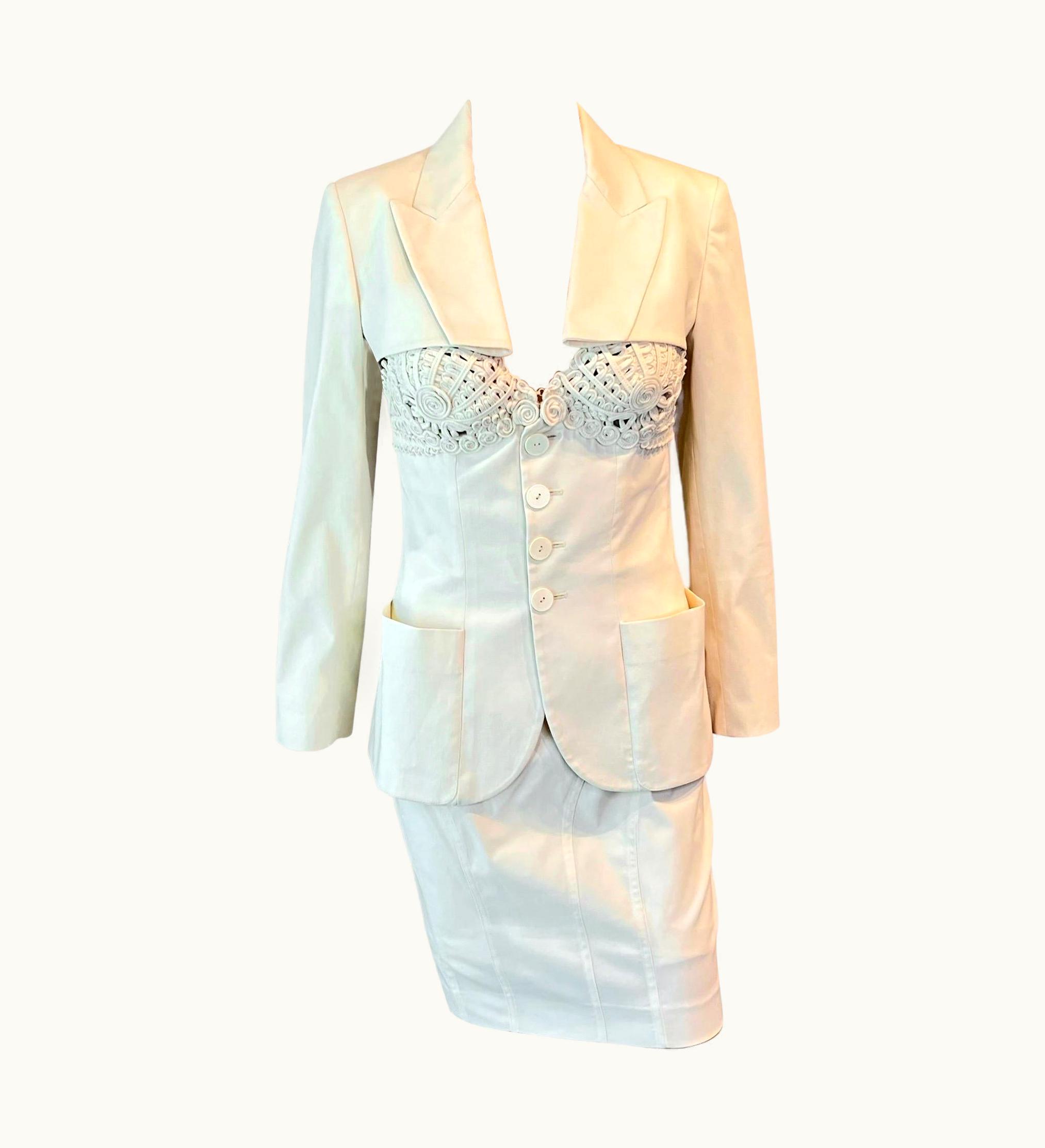 Jean-Paul Gaultier Jean Paul Gaultier S/S 2007 Embroidered Bustier Top & Jacket & Skirt 3 Piece Set