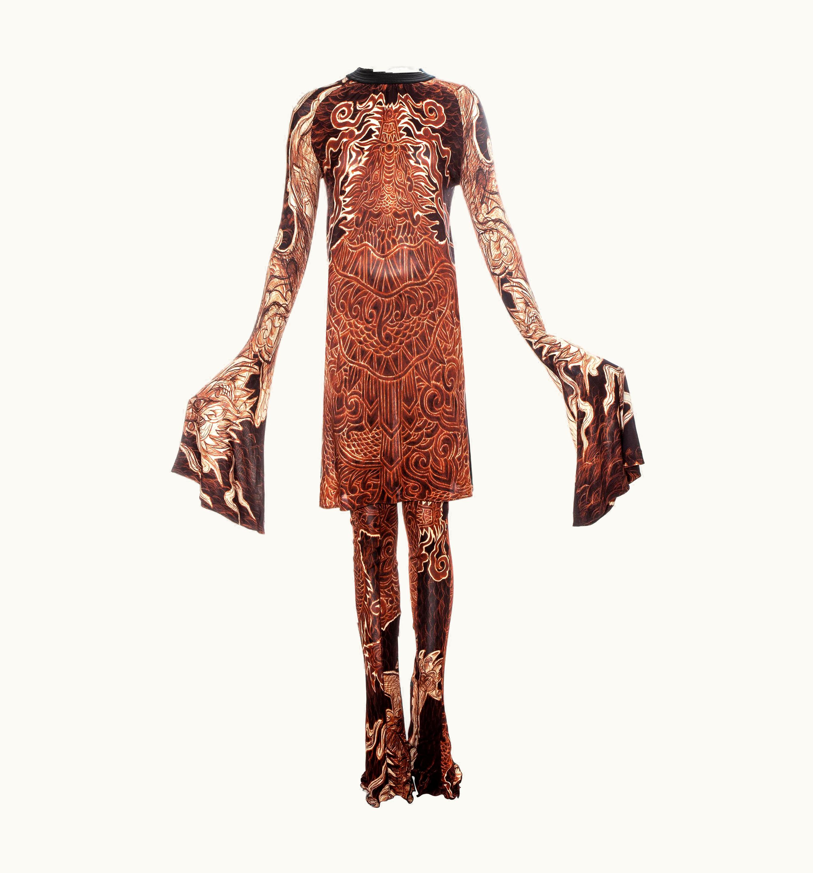 Jean-Paul Gaultier Jean Paul Gaultier Printed Jersey Bell Sleeve Pant Suit, AW 2008