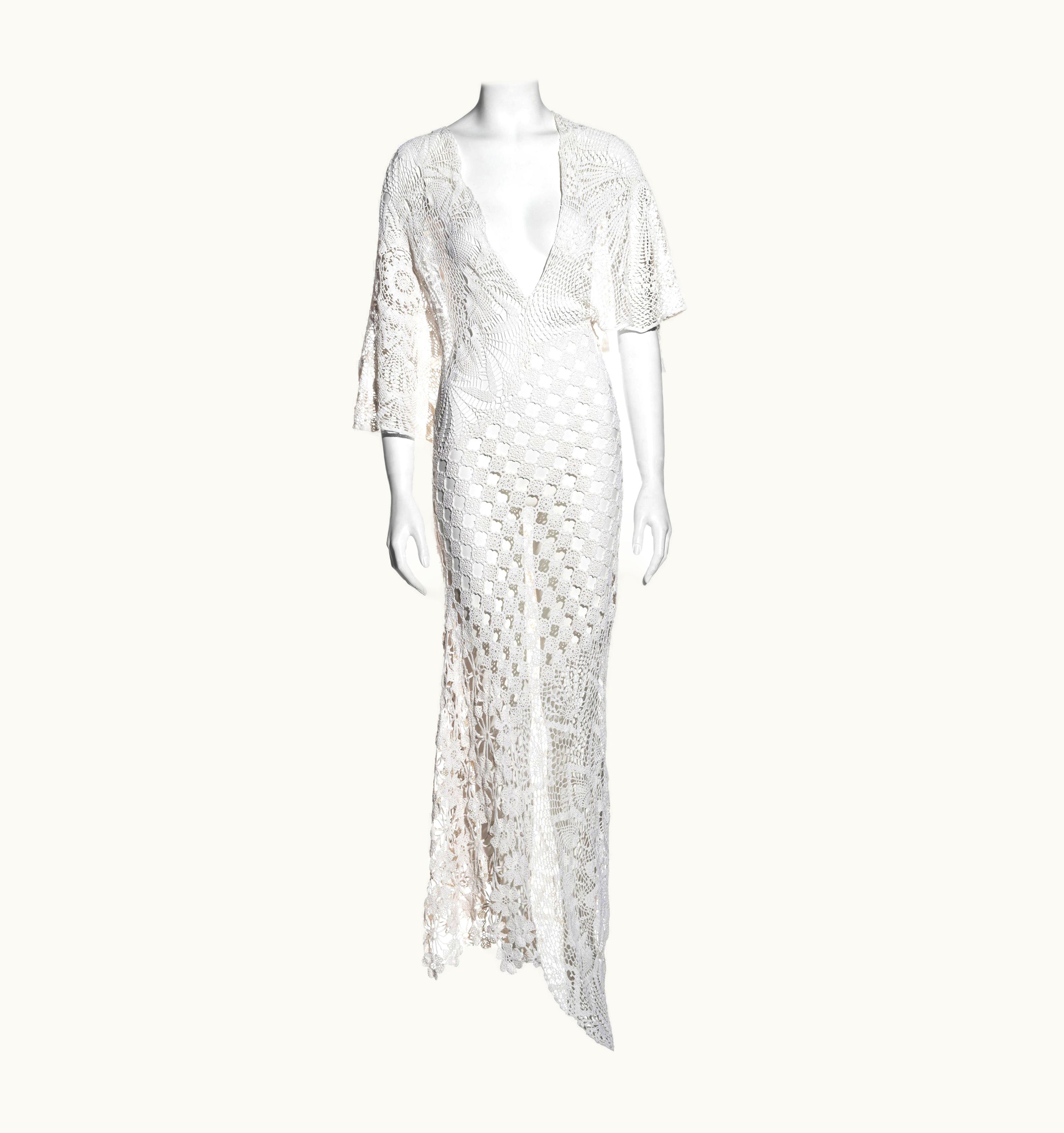 Jean-Paul Gaultier Jean Paul Gaultier White Crochet Cotton Deconstructed Maxi Dress, S/S 2008