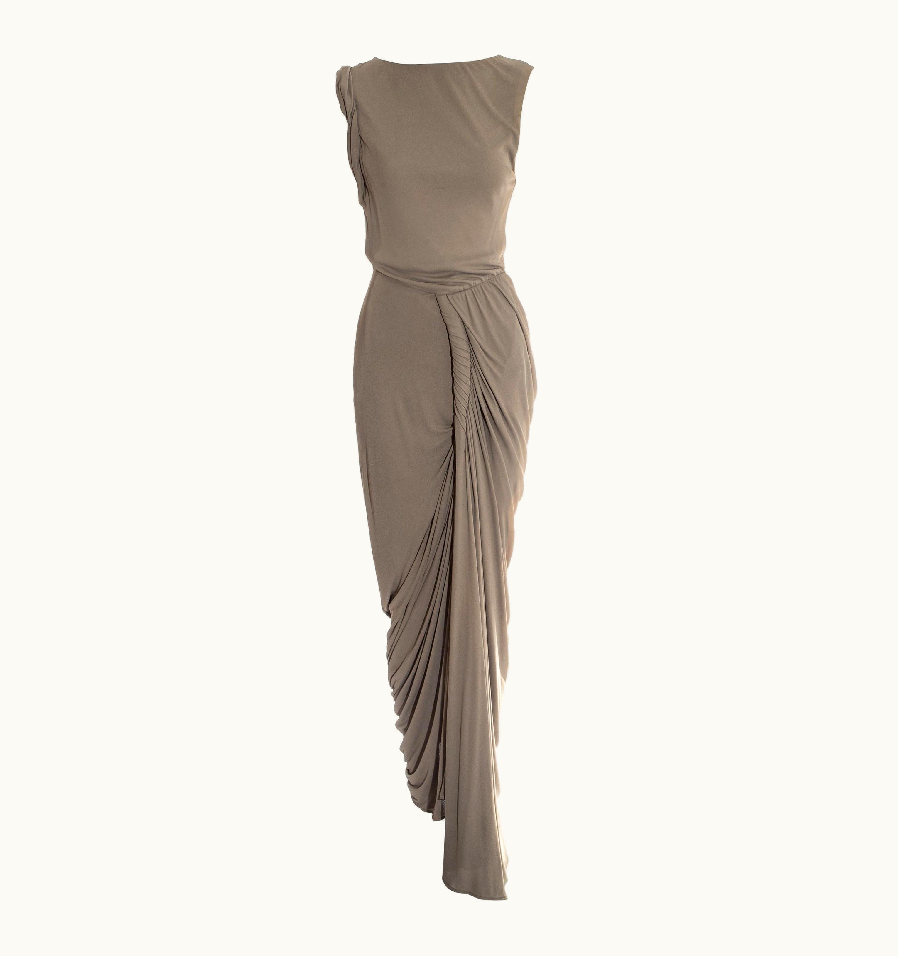 Jean-Paul Gaultier Jean Paul Gaultier Taupe Jersey Draped Maxi Dress, S/S 2009