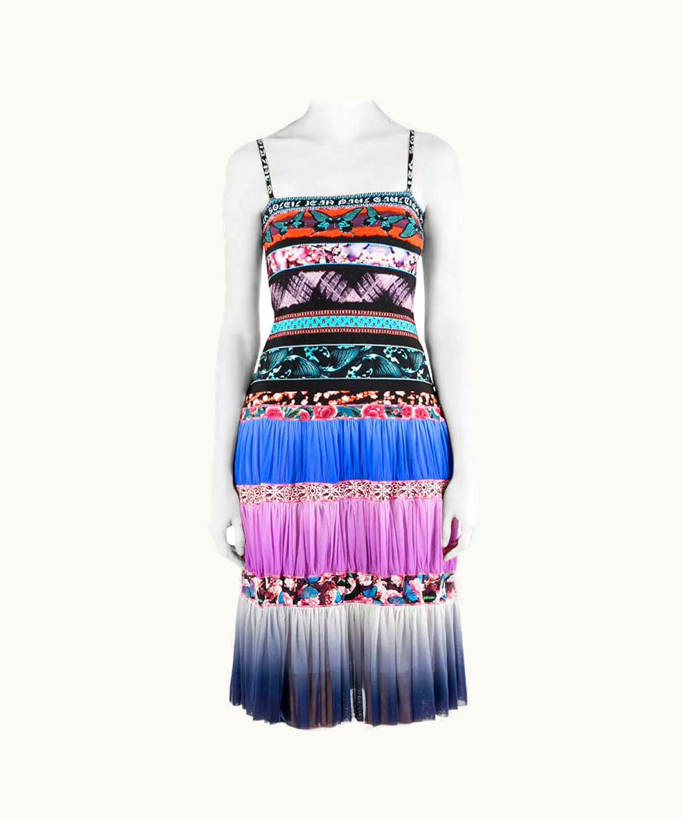 Jean-Paul Gaultier Jean Paul Gaultier Soleil Multicolor Digital Print Tiered Cami Dress
