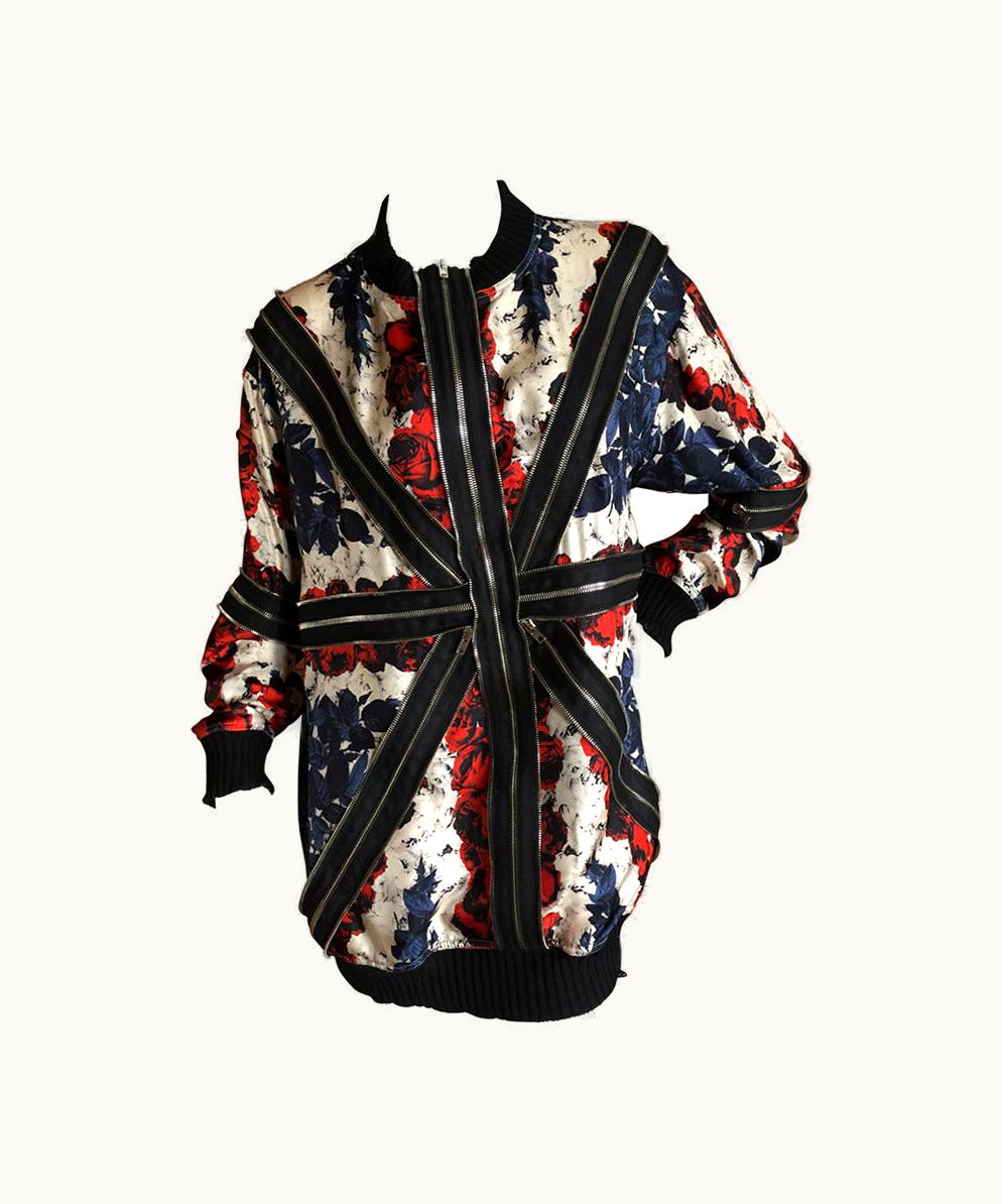 Jean-Paul Gaultier Jean Paul Gaultier Punk Union Jack Silk Zipper Tunic Top 2014