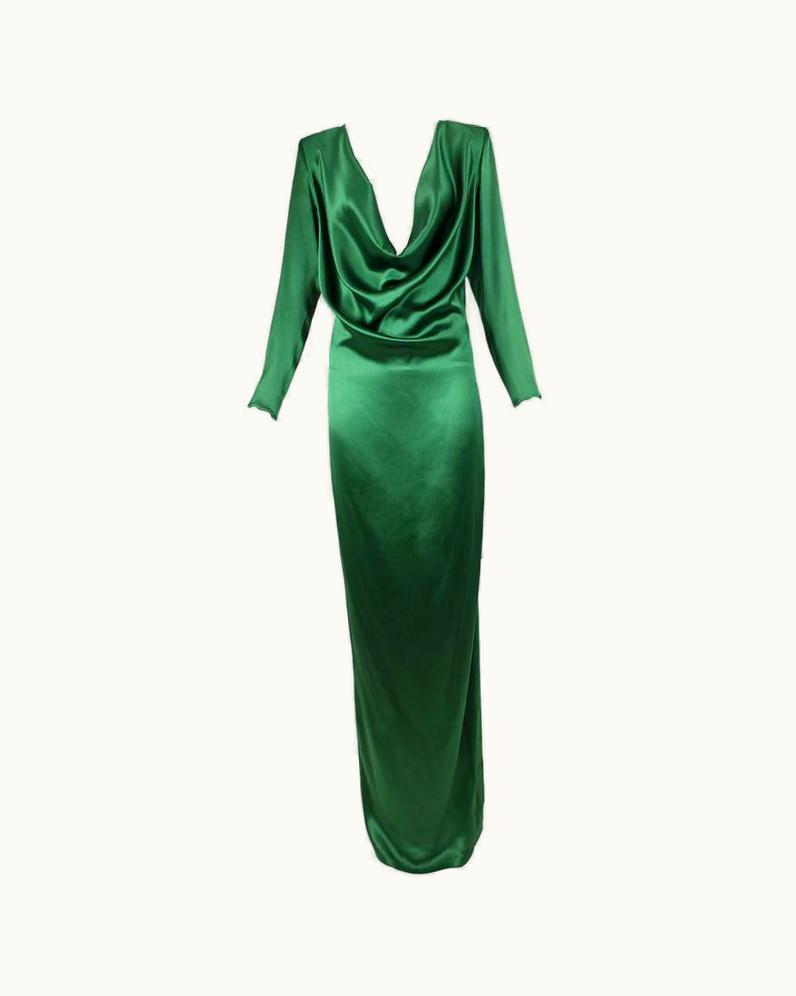 Jean-Paul Gaultier Jean Paul Gaultier Emerald Green Cowl Neck Evening Gown Ca
