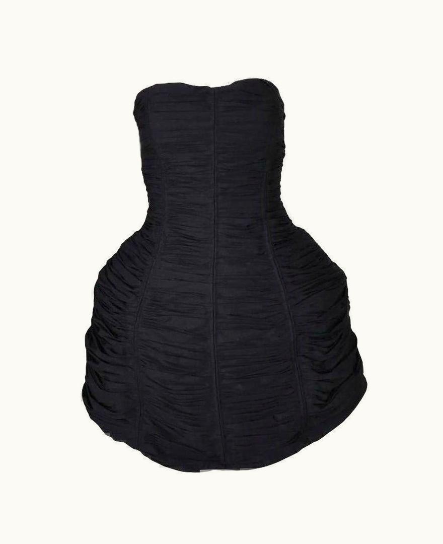 Jean-Paul Gaultier S/S 2015 Jean Paul Gaultier Runway Black Strapless Hoop Skirt Mini Dress