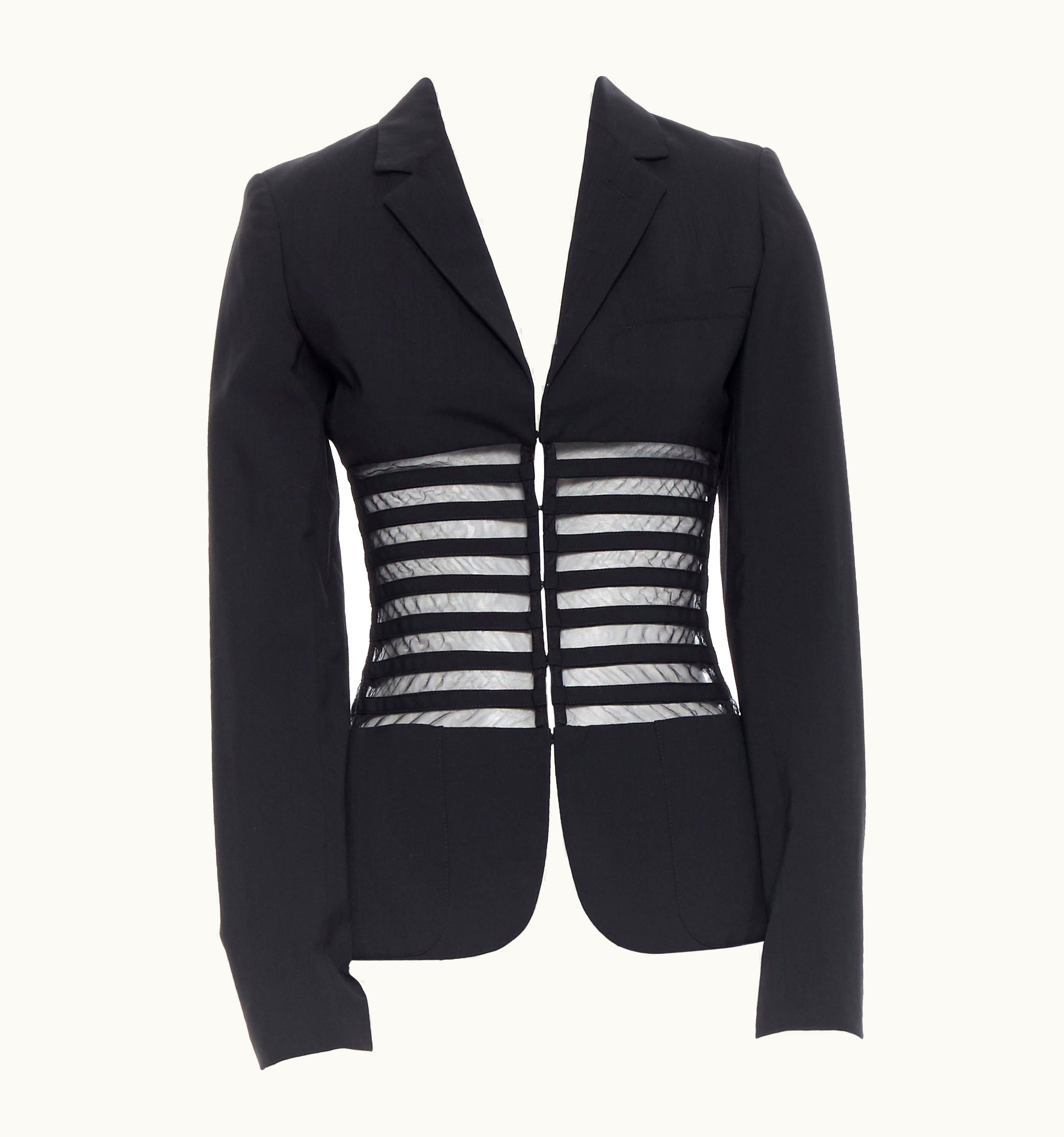 Jean-Paul Gaultier Jean Paul Gaultier Sheer Boned Corset Waist Hook Eye Blazer Jacket