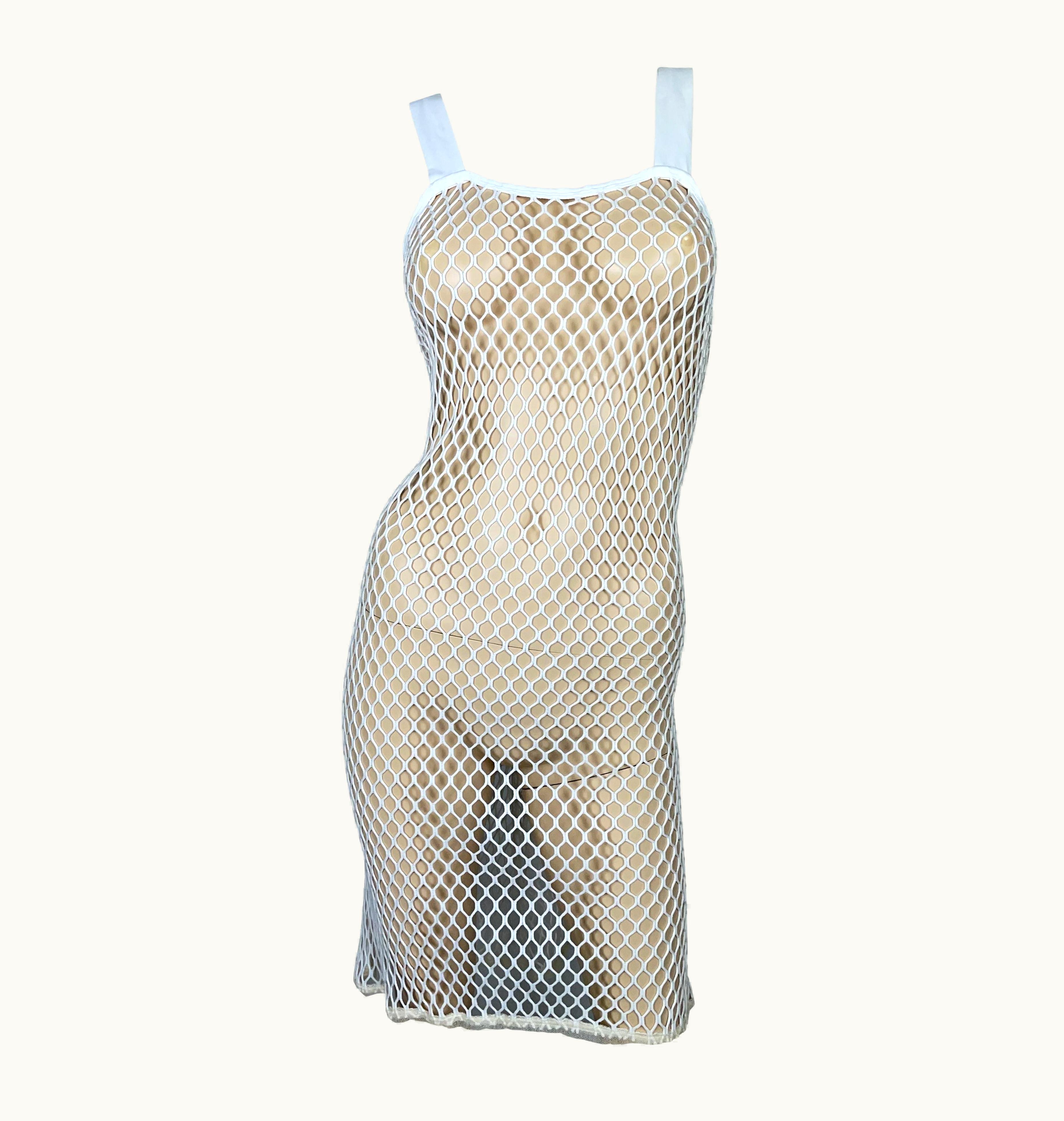 Jean-Paul Gaultier Vintage 1990' Jean Paul Gaultier White Fishnet Mini Dress
