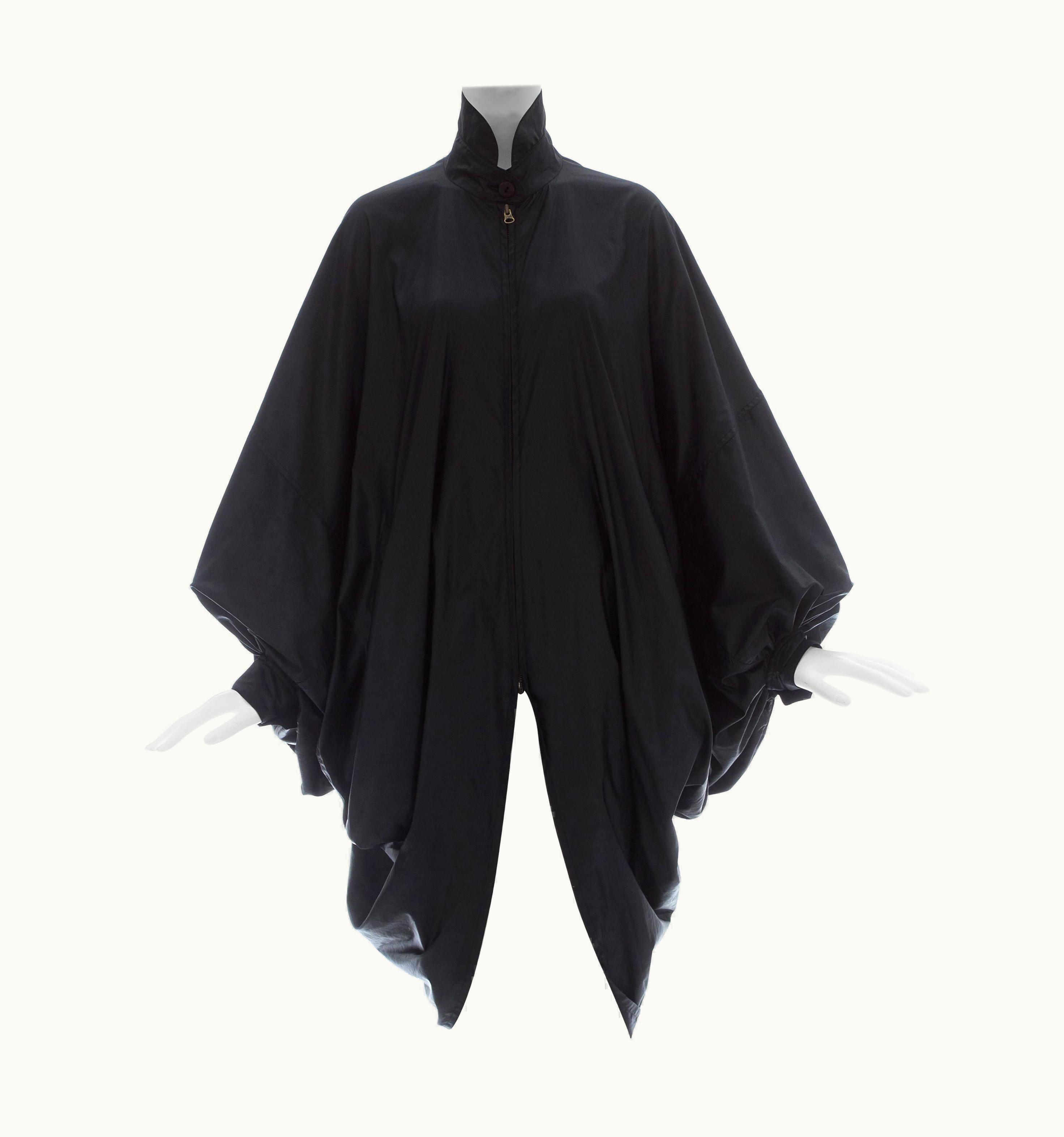 Issey Miyake Issey Miyake Black Nylon Oversized Parachute Coat, AW 1987