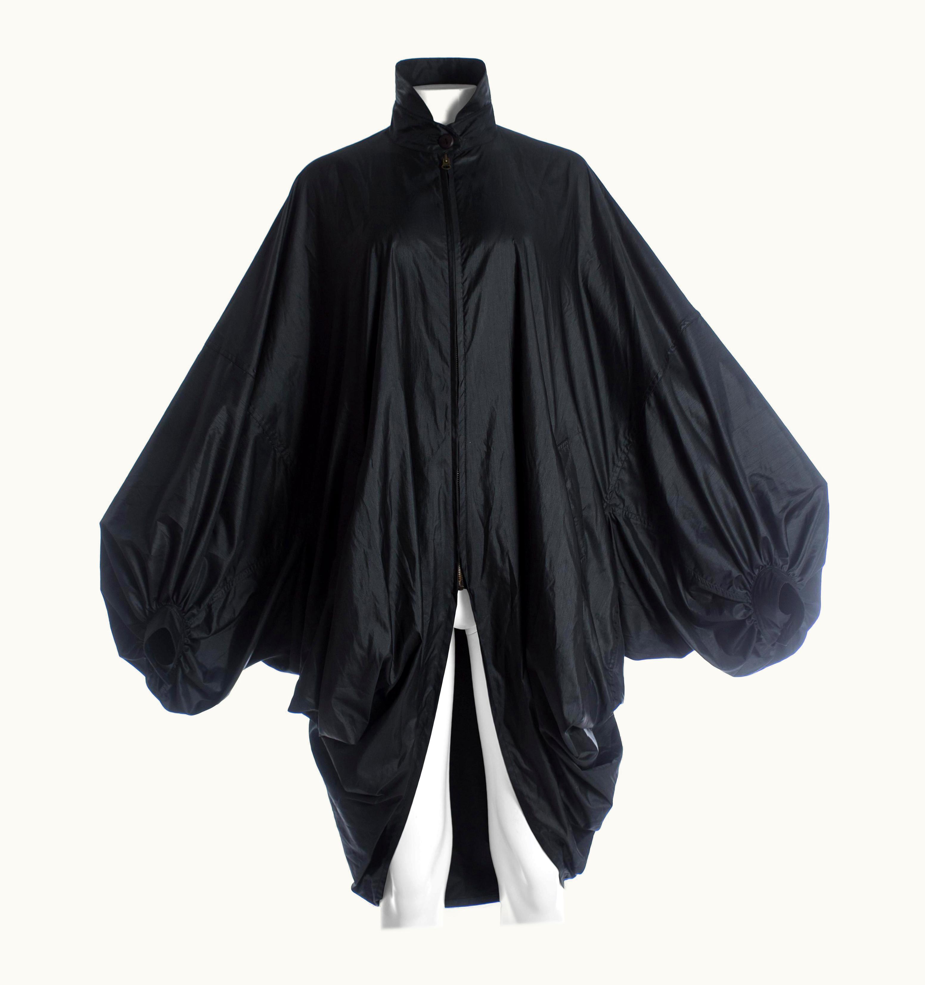 Issey Miyake Issey Miyake Black Nylon Oversized Parachute Jacket, AW 1987