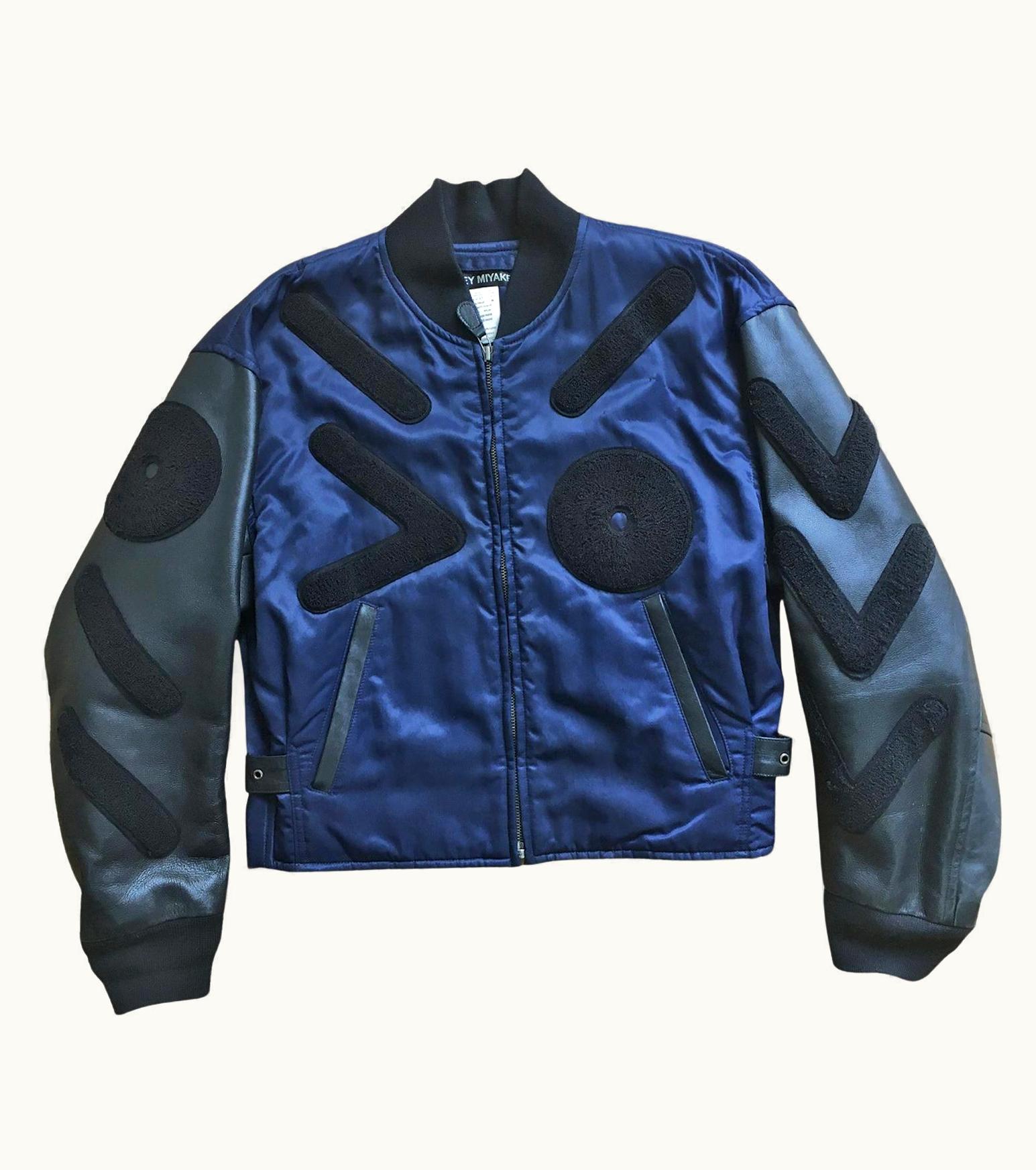 Issey Miyake Issey Miyake Navy Black Bomber Jacket With Patch-appliqué S/S 1994
