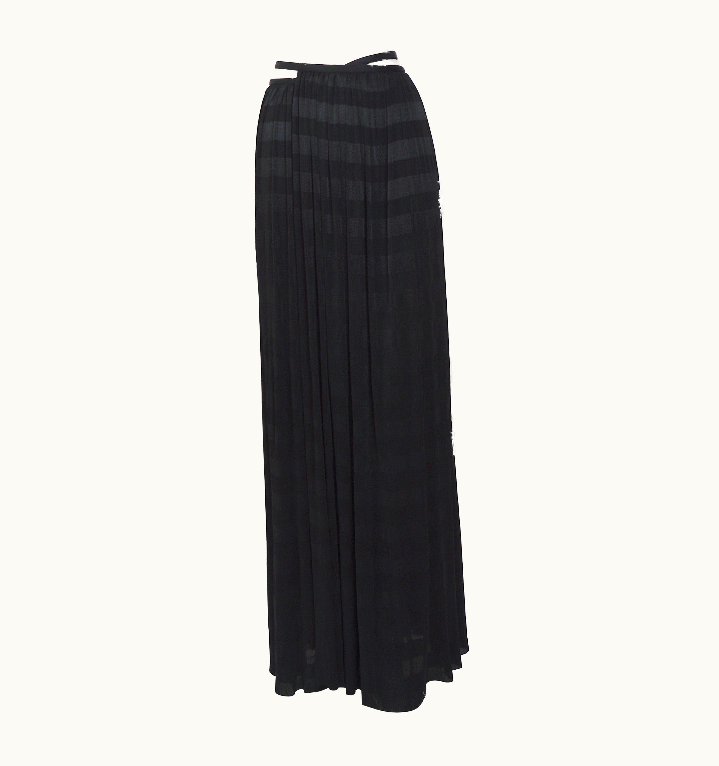 Issey Miyake Issey Miyake Pleats Please Vintage 1990s Black Maxi Wrap Skirt