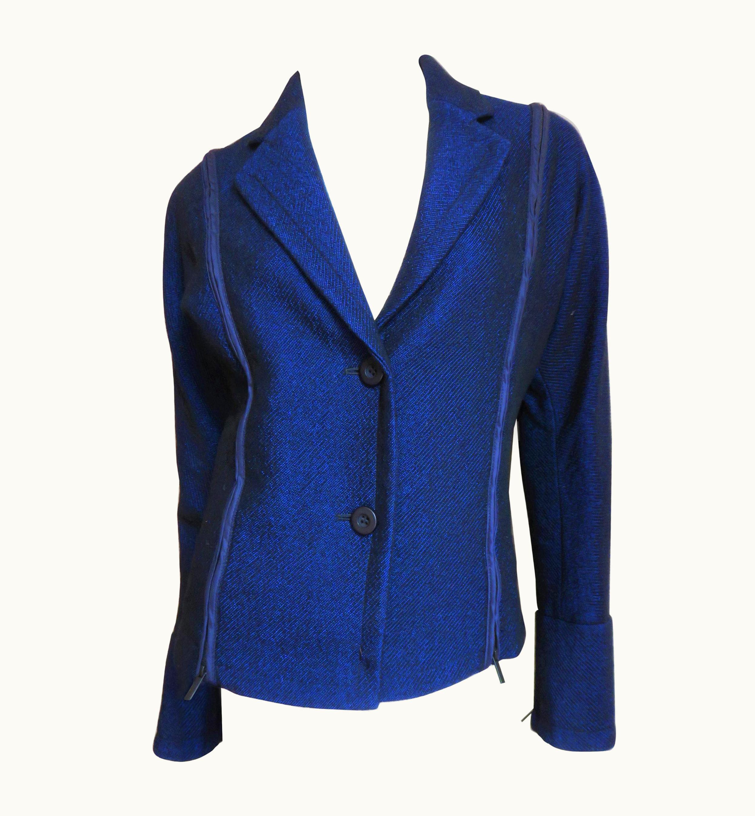 Issey Miyake Issey Miyake Blue Wool Jacket With Zipper Panels