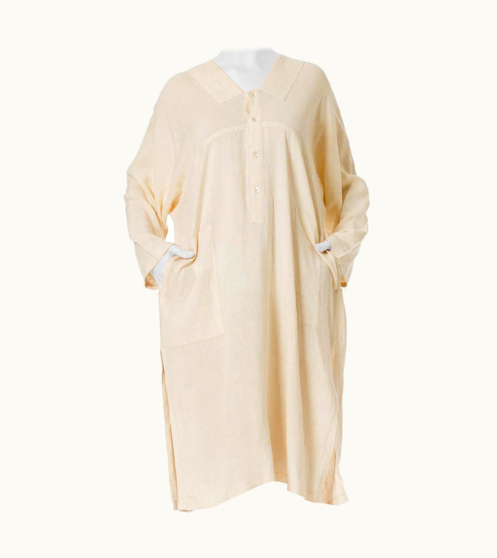 Issey Miyake 1970s Issey Miyake Ivory Linen Kaftan Shirt