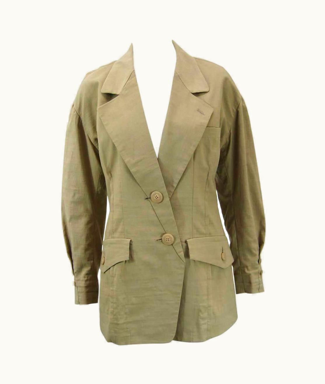 Issey Miyake Vintage Issey Miyake Khaki Linen Blazer Jacket