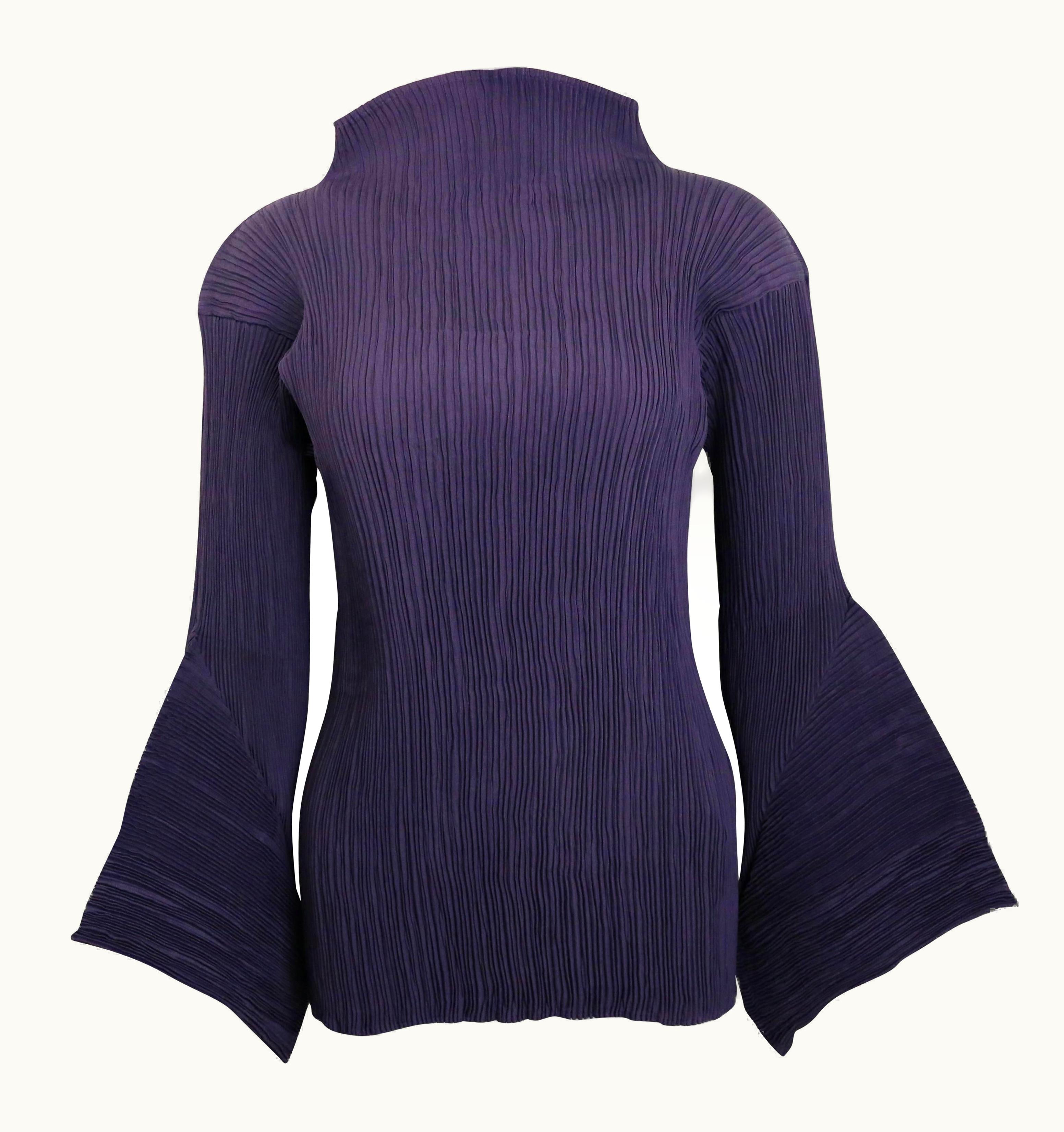 Issey Miyake Issey Miyake Purple Pleated With 3d Sleeves Top