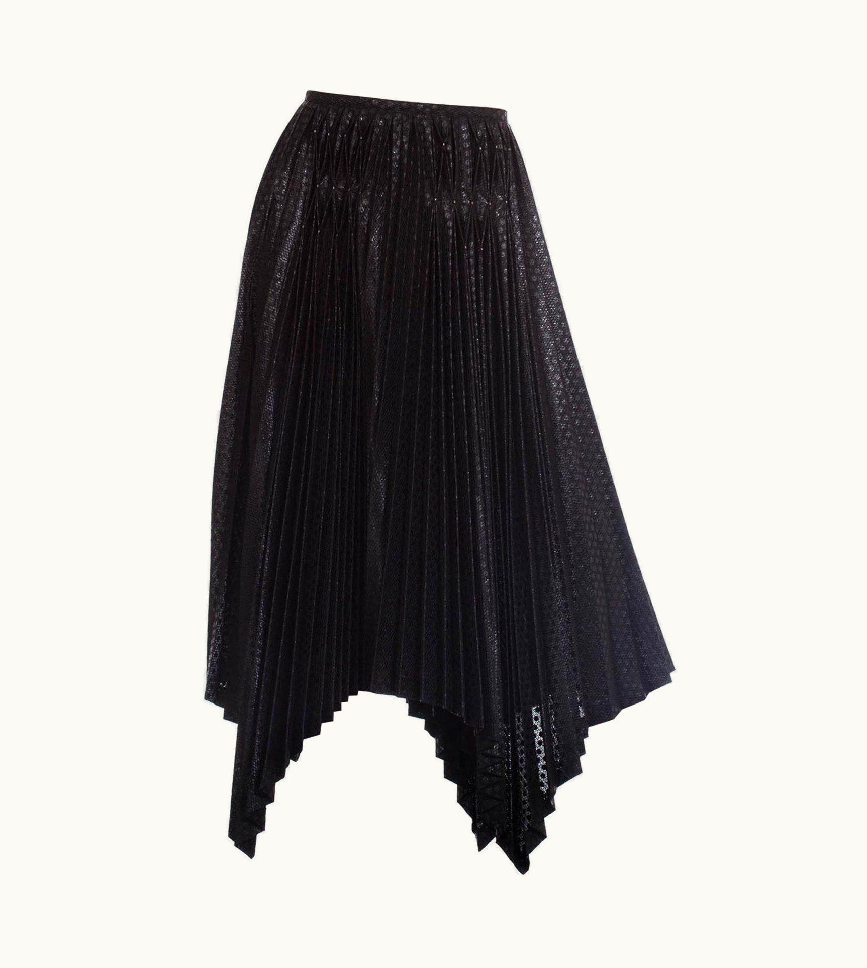 Issey Miyake 1990s Issey Miyake Black Metallic Polyester Pleated Skirt