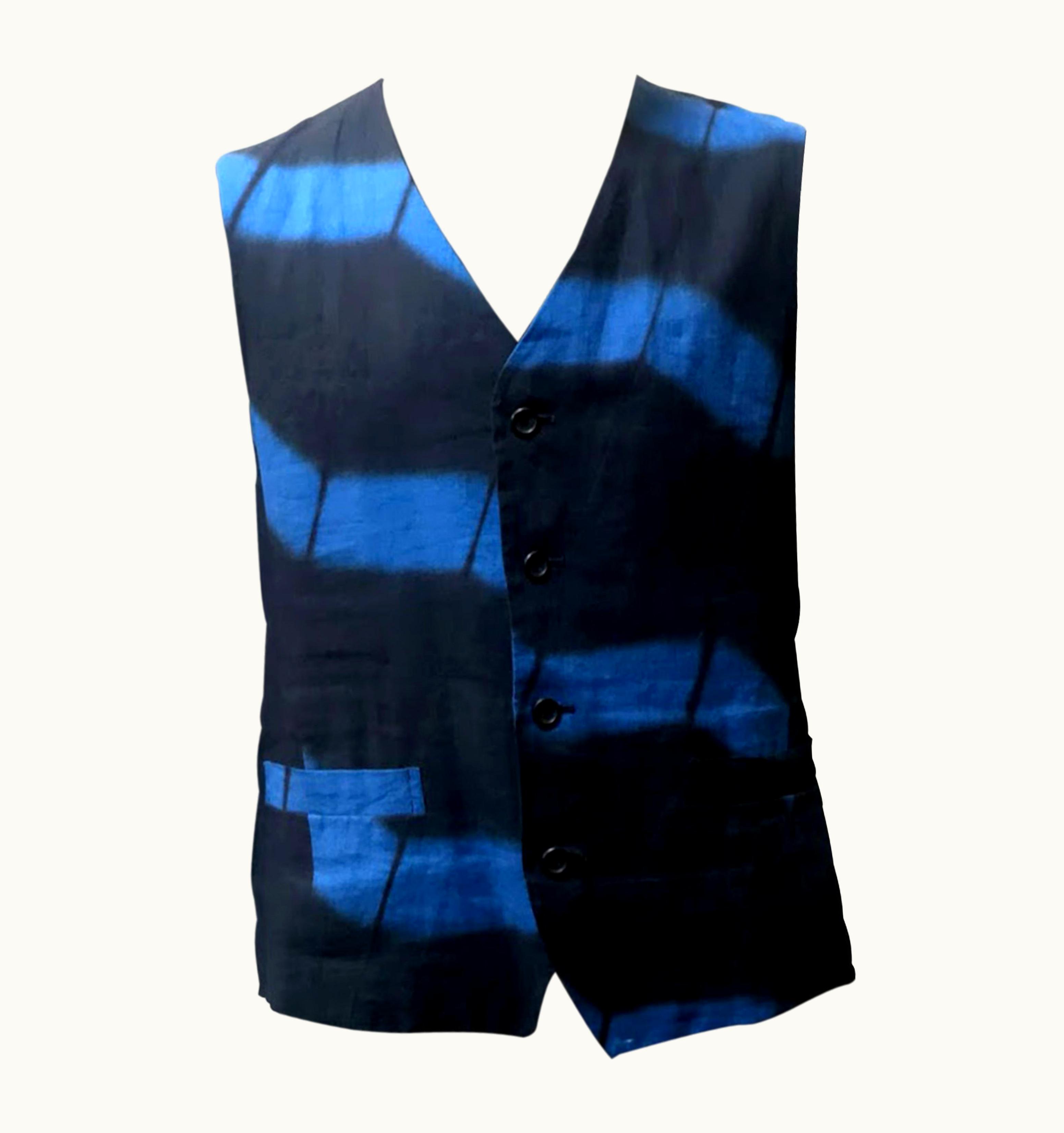 Issey Miyake Issey Miyake Tie Dye Blue And Black Waistcoat