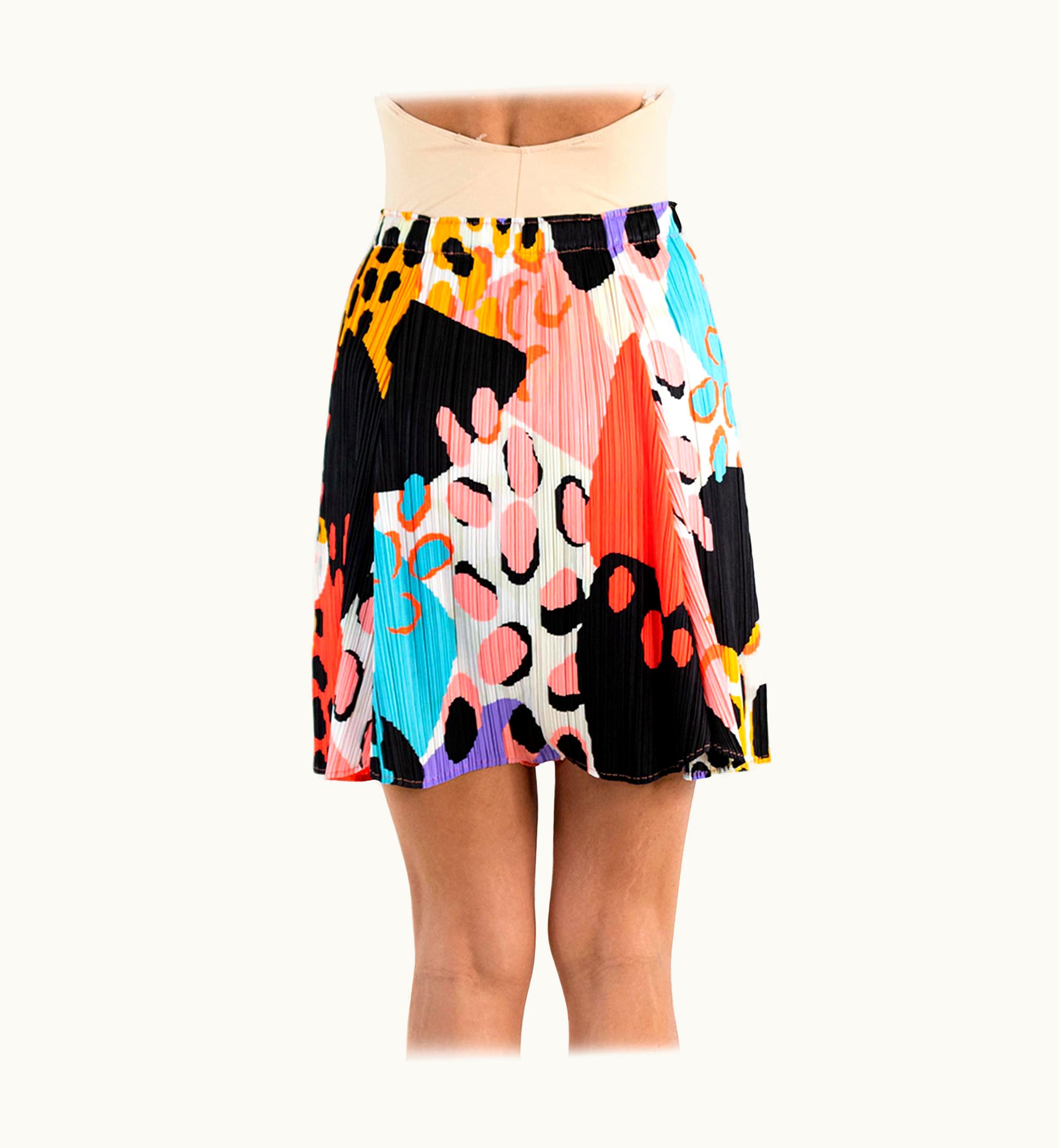 Issey Miyake 1990s Issey Miyake Neon Multicolored Polyester Geometric Shorts