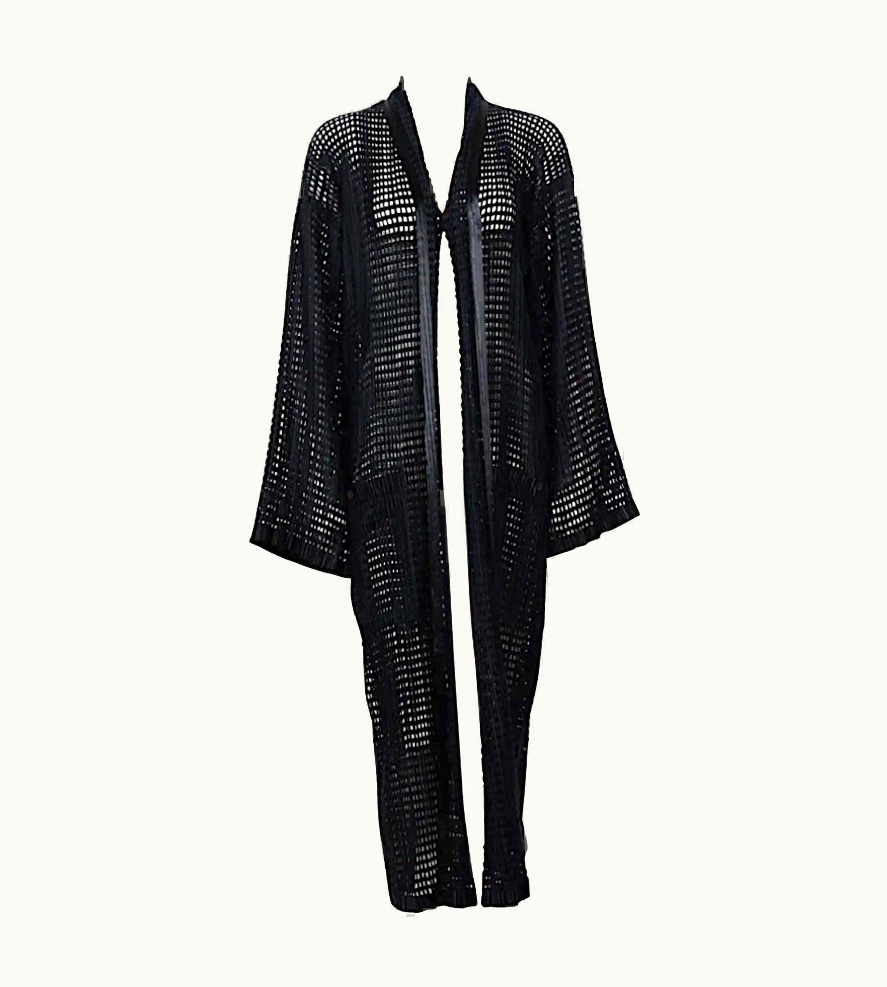 Issey Miyake Issey Miyake 1990s Vintage Woven Black Long Coat