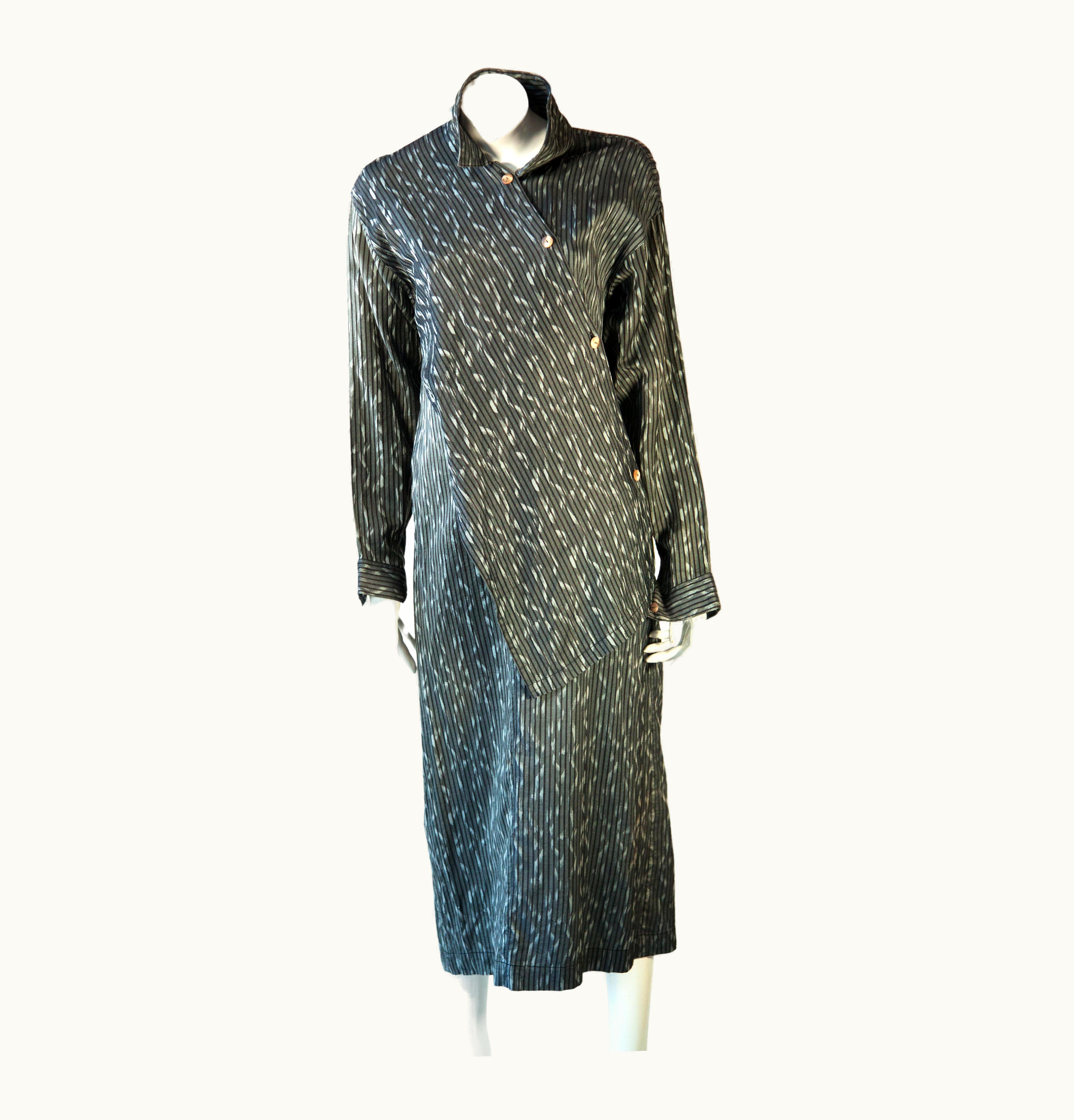 Issey Miyake Issey Miyake, Asymmetrical Dress With Side Buttons, 1980s
