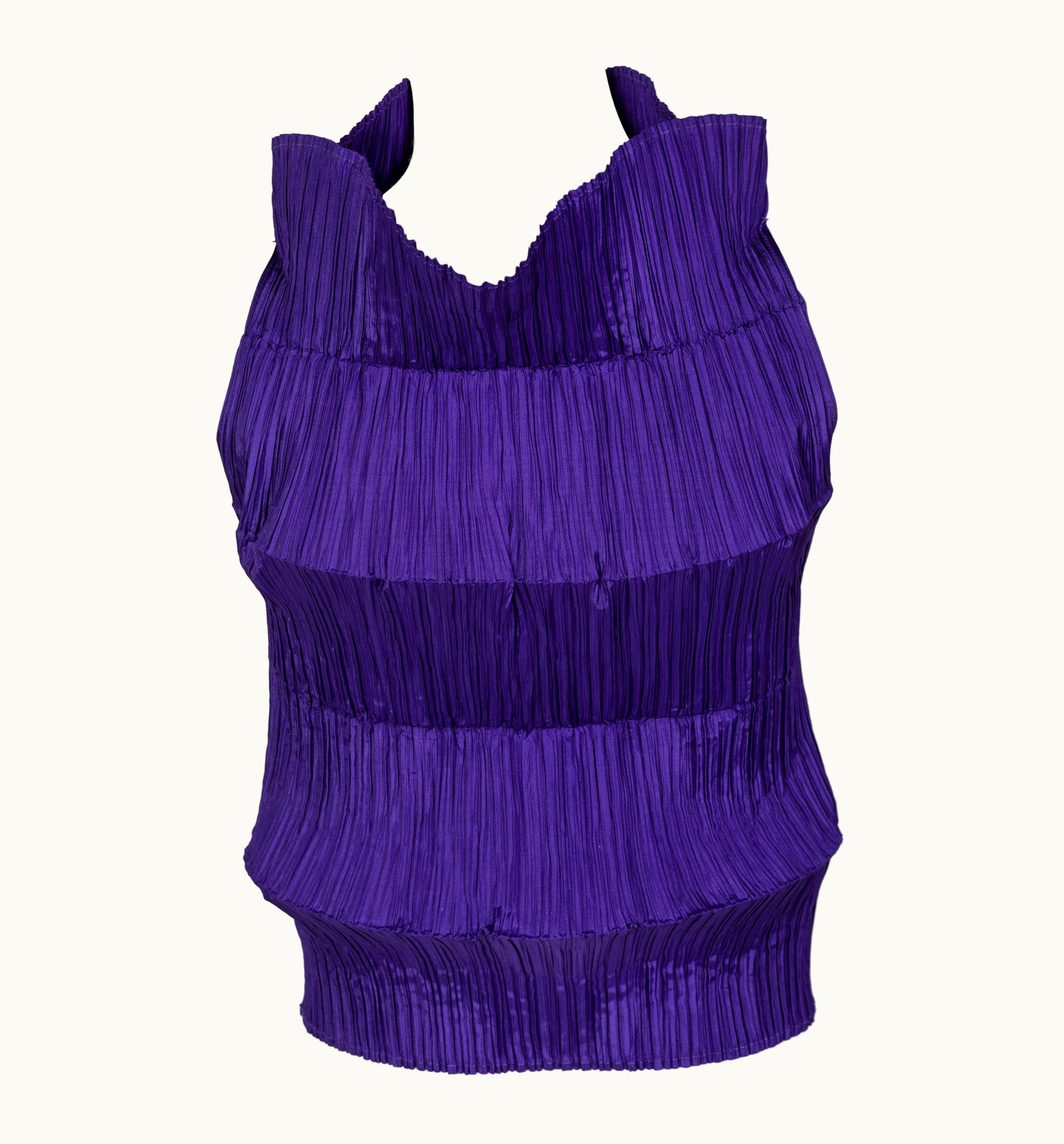 Issey Miyake Issey Miyake Sculptural Pleated Purple Sleeveless Top, 1990s