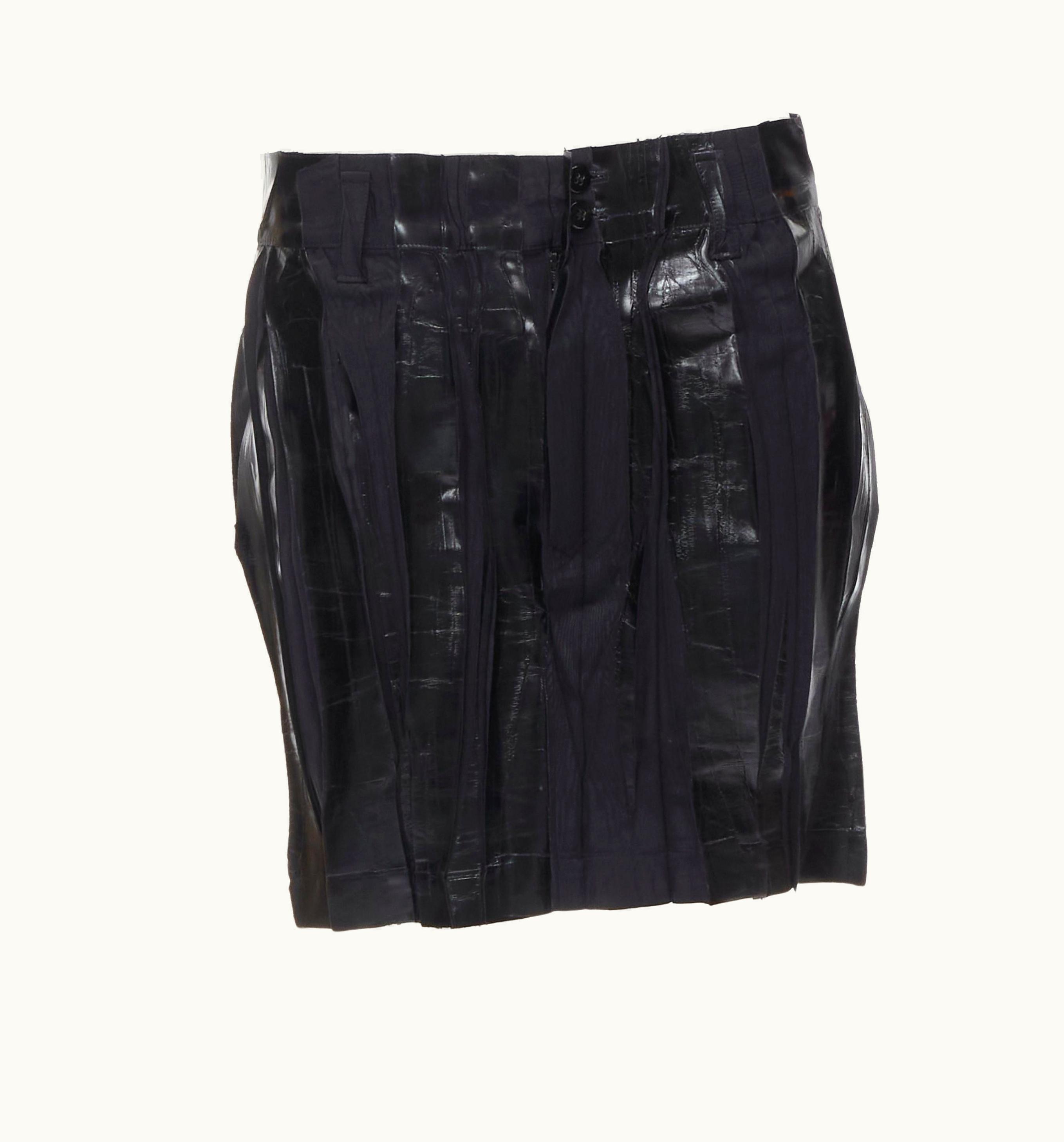 Issey Miyake Issey Miyake Black Lacquer Coating Pleated Mini Skirt