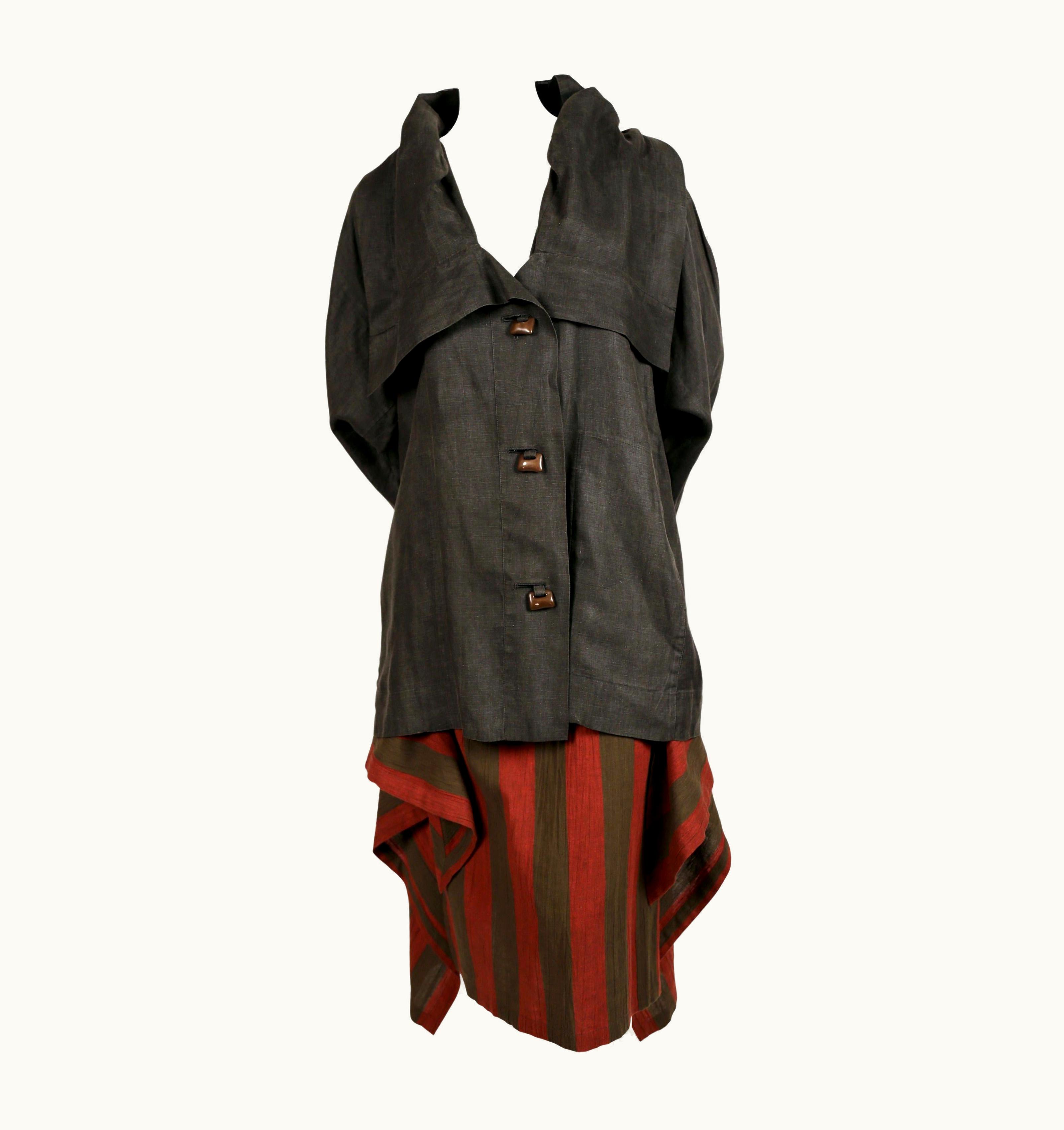 Issey Miyake 1980' Issey Miyake Linen Jacket And Striped Skirt