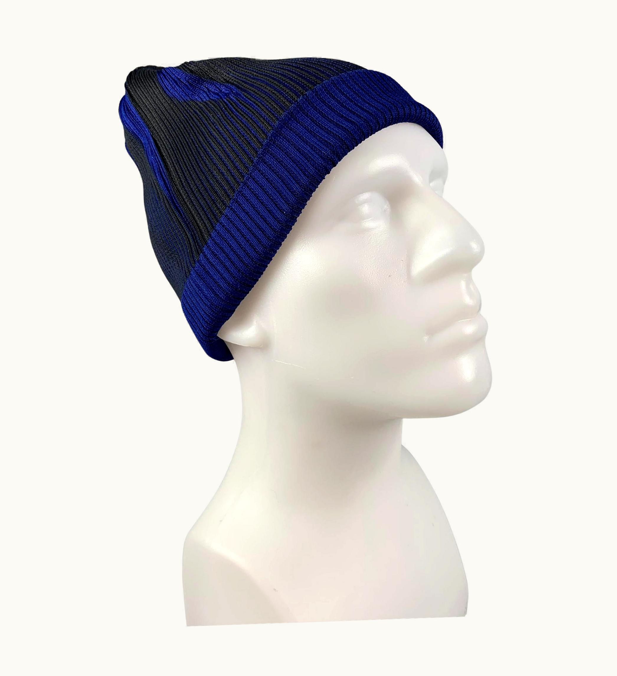 Issey Miyake Issey Miyake Black Blue Polyester Inverse Beanie