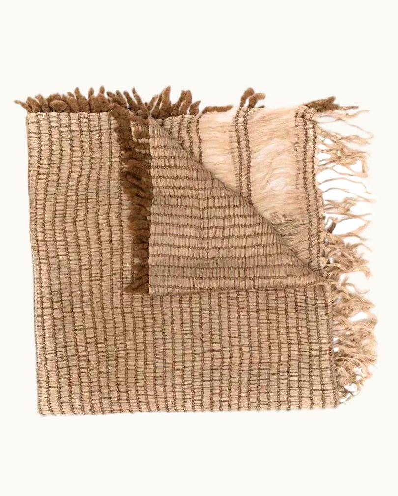 Issey Miyake 2000s Issey Miyake Khaki Silk Scarf With Fringed Edges