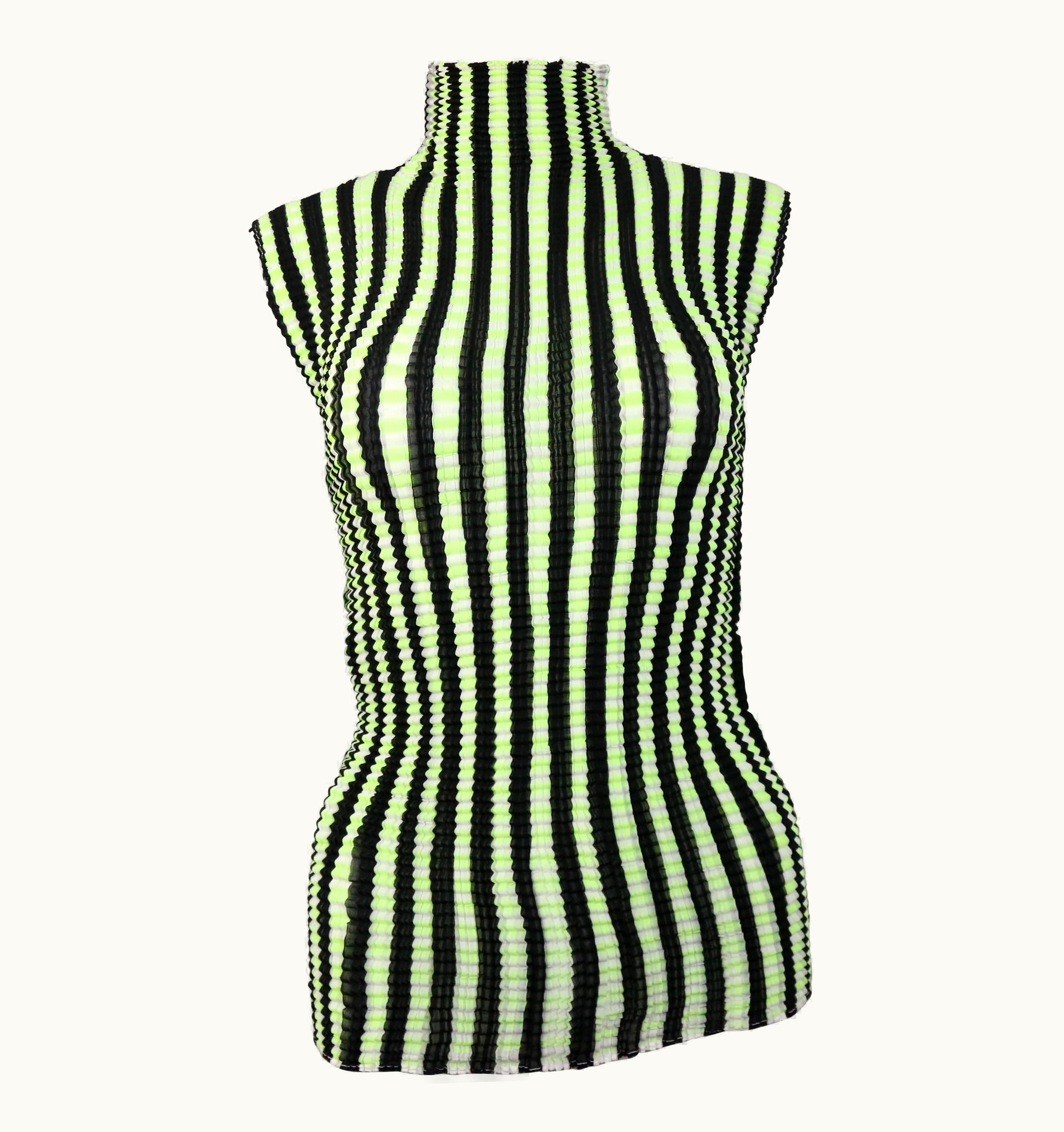 Issey Miyake Issey Miyake Pleated Two Sides Colour Block Sleeveless Top